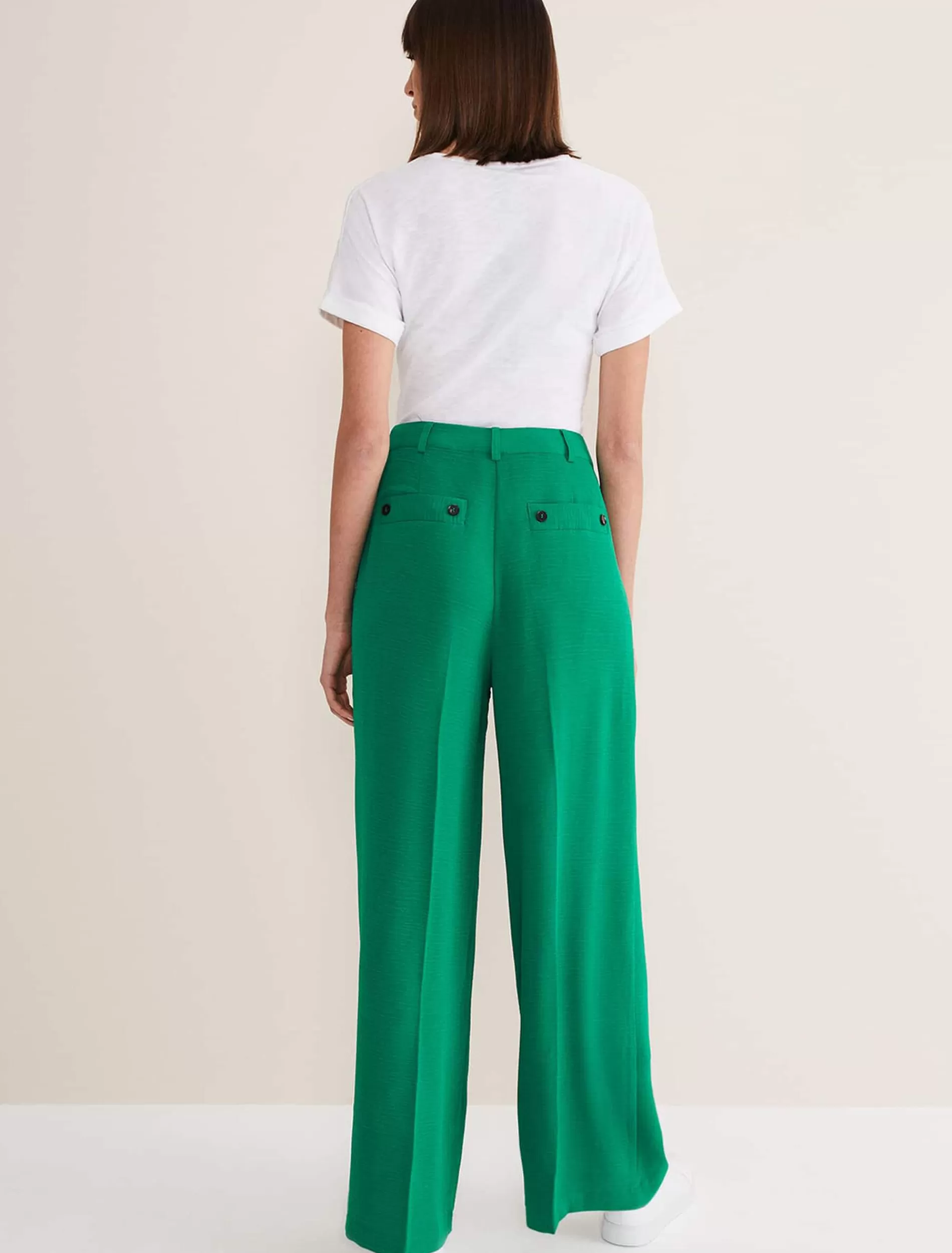 Phase Eight Opal Wide Leg Trousers Green Hot