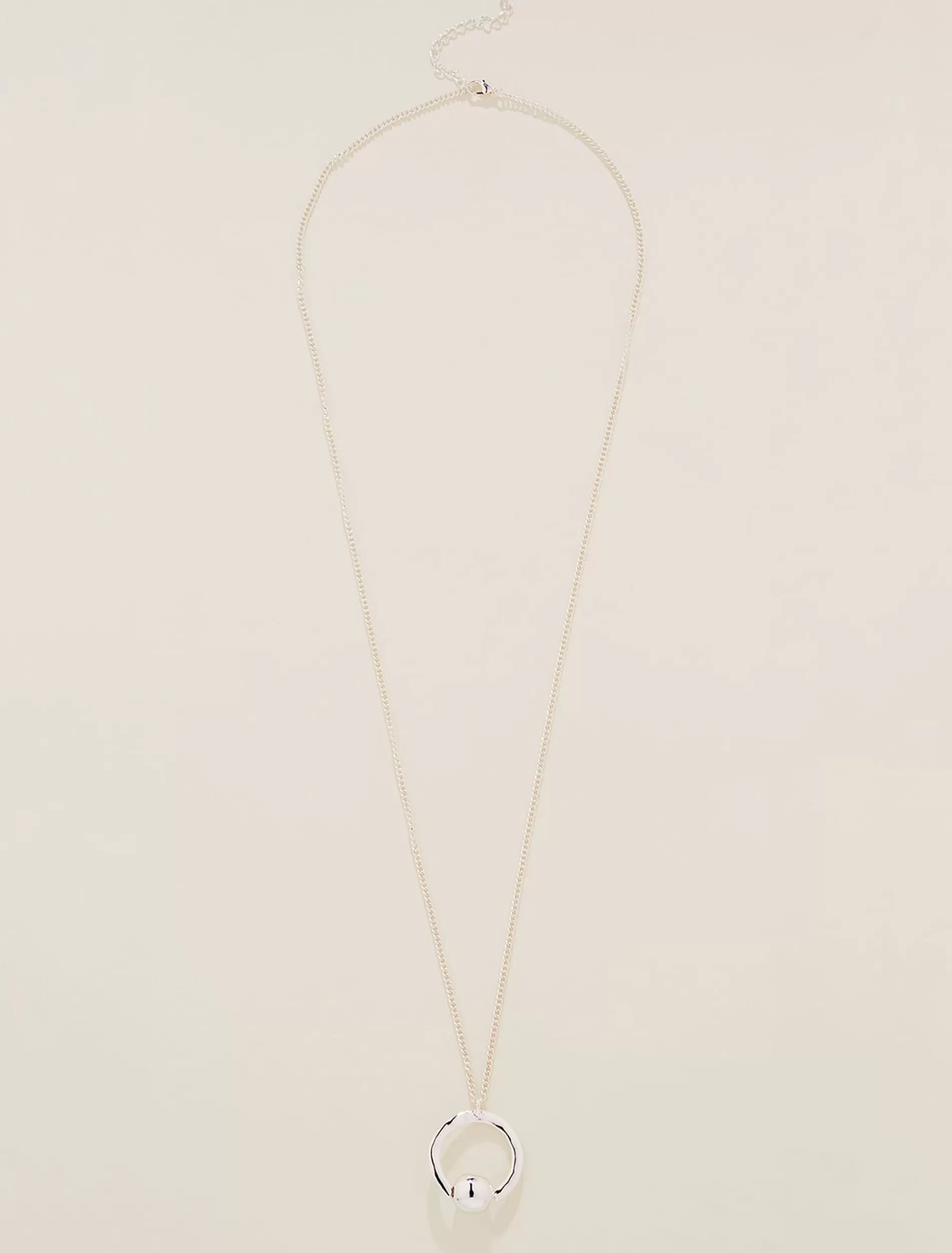 Phase Eight Open Circle Long Pendant Necklace Silver Best