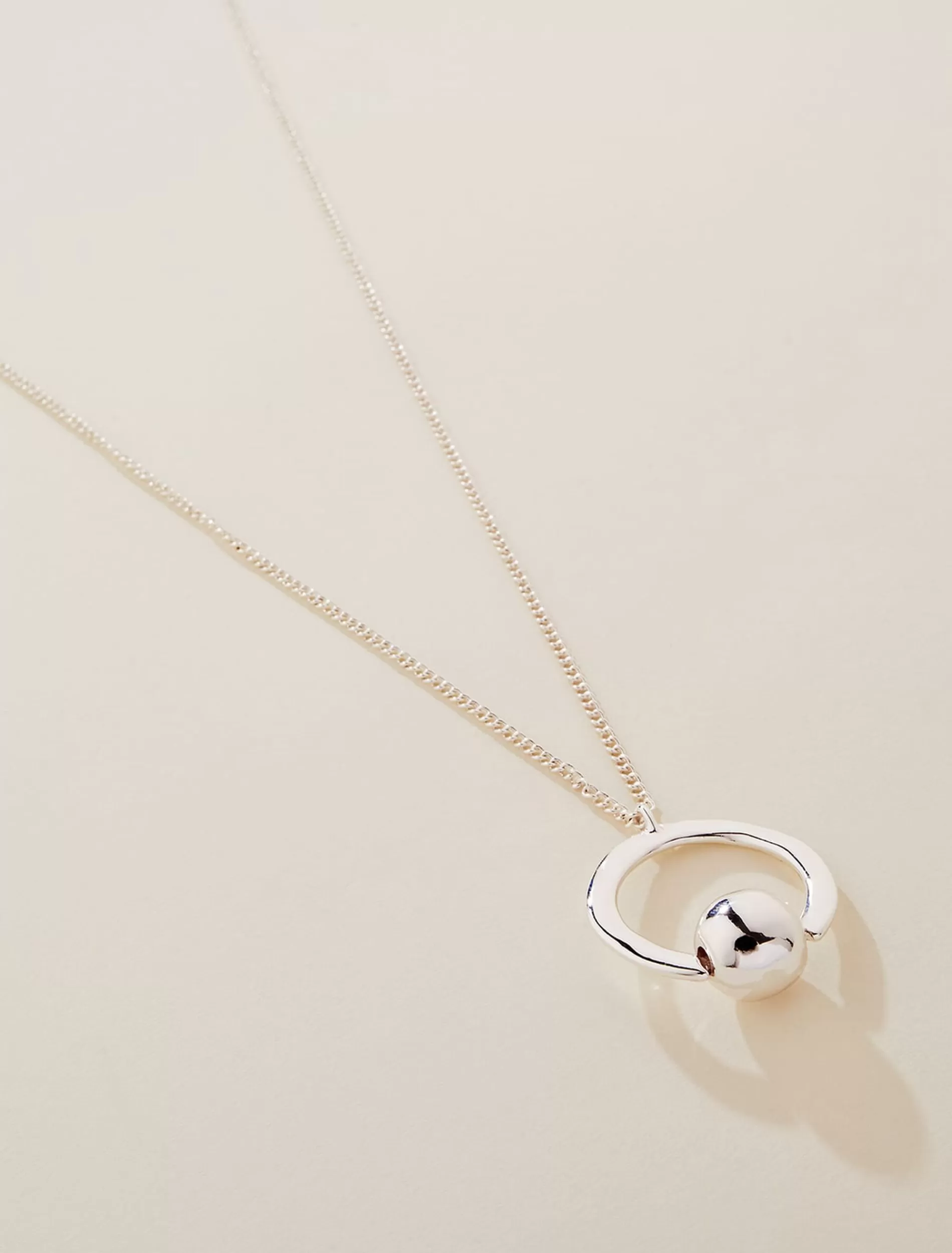 Phase Eight Open Circle Long Pendant Necklace Silver Best