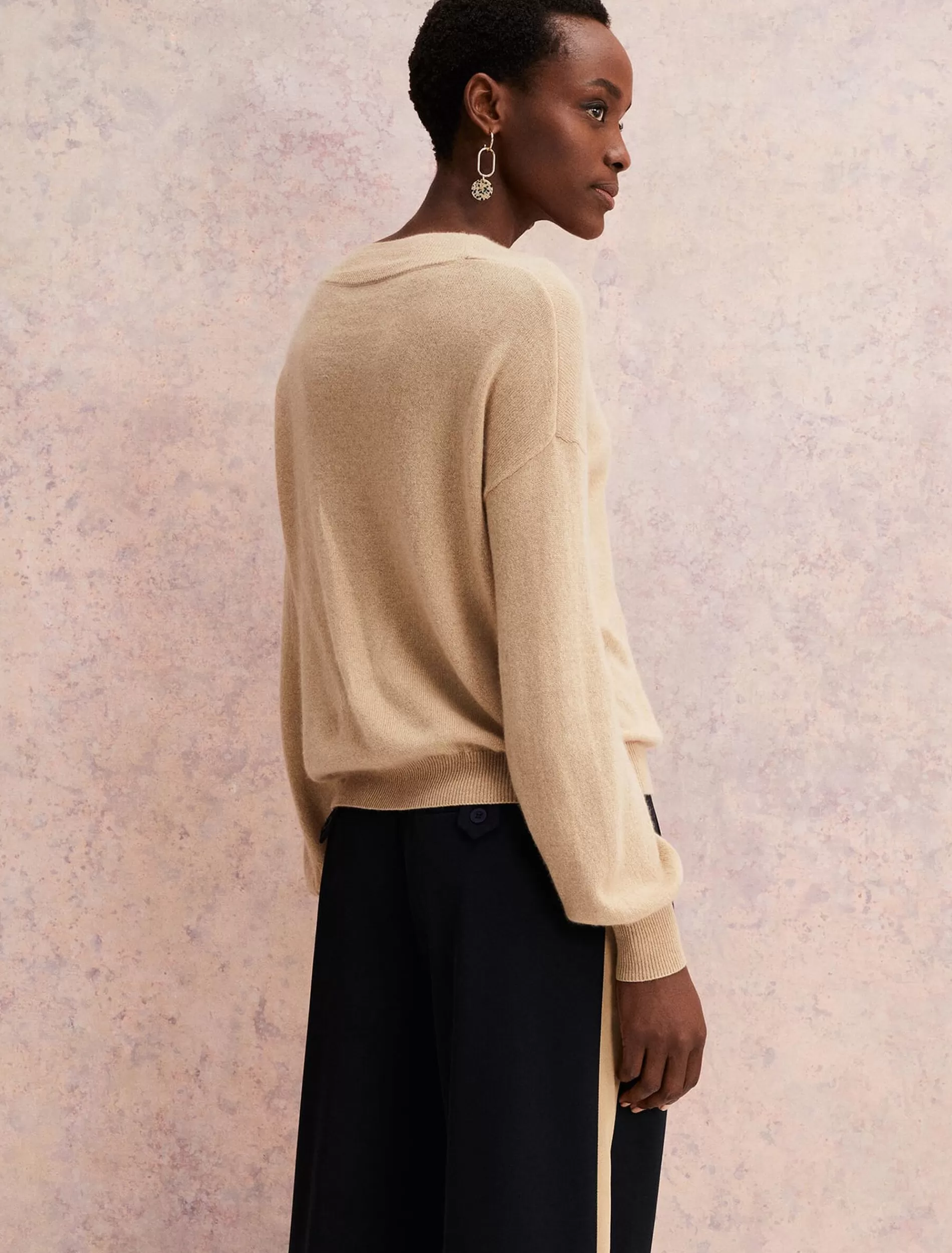 Phase Eight Ophelia Wool Cashmere V Neck Jumper Camel Cheap