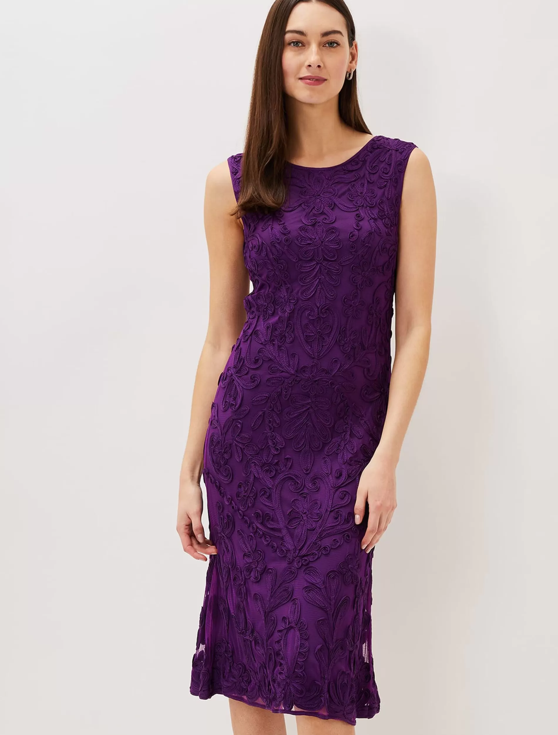Phase Eight Orelia Tapework Lace Dress Violet New