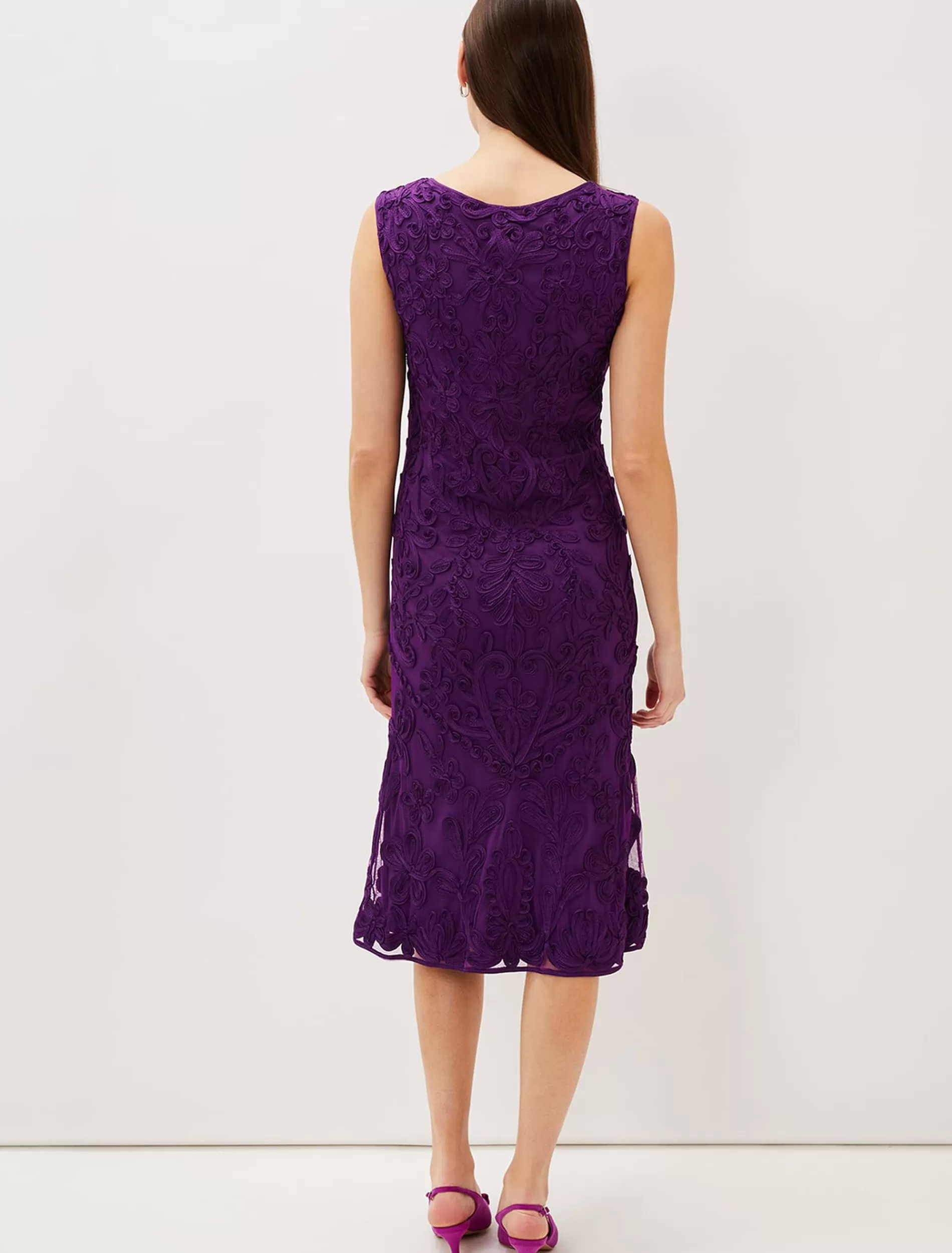 Phase Eight Orelia Tapework Lace Dress Violet New