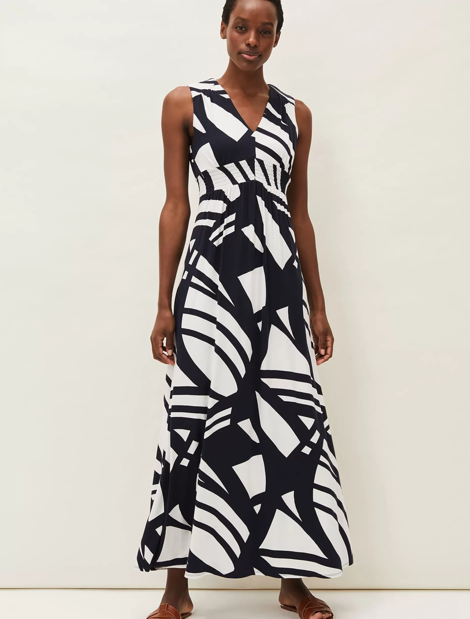 Phase Eight Ostia Abstract Stripe Maxi Dress Navy/White Fashion