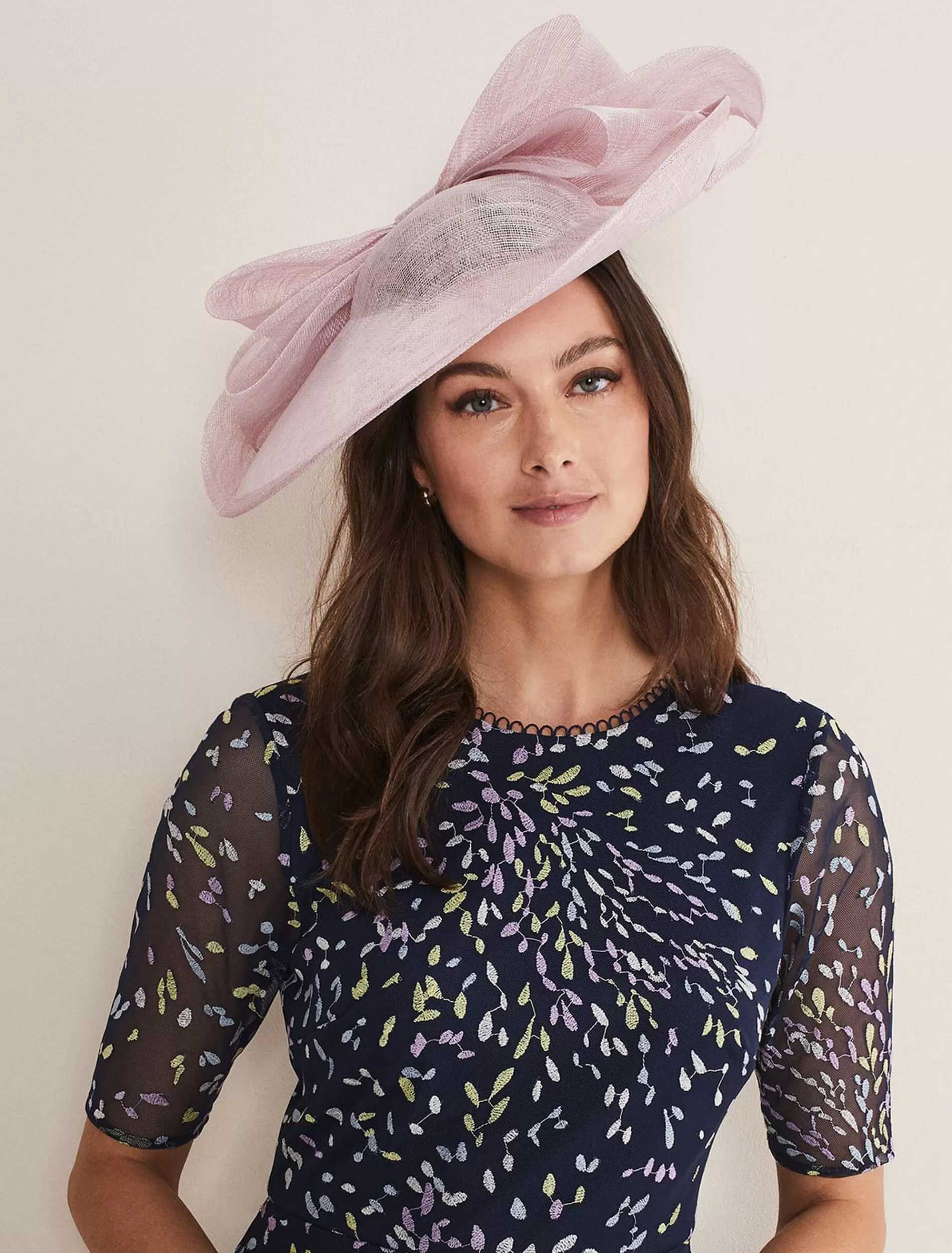 Phase Eight Oversized Double Bow Disc Fascinator Misty Mauve Best