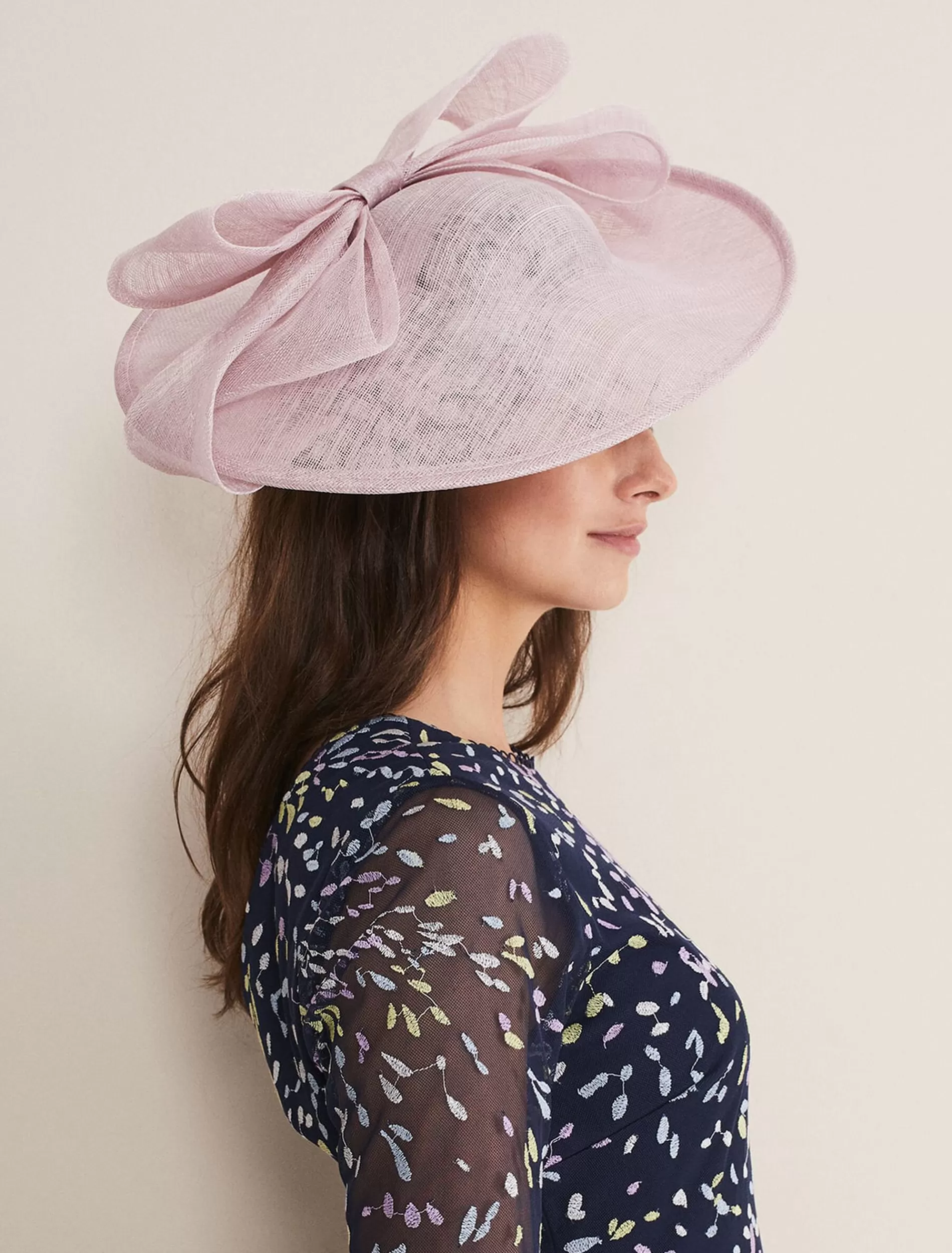 Phase Eight Oversized Double Bow Disc Fascinator Misty Mauve Best
