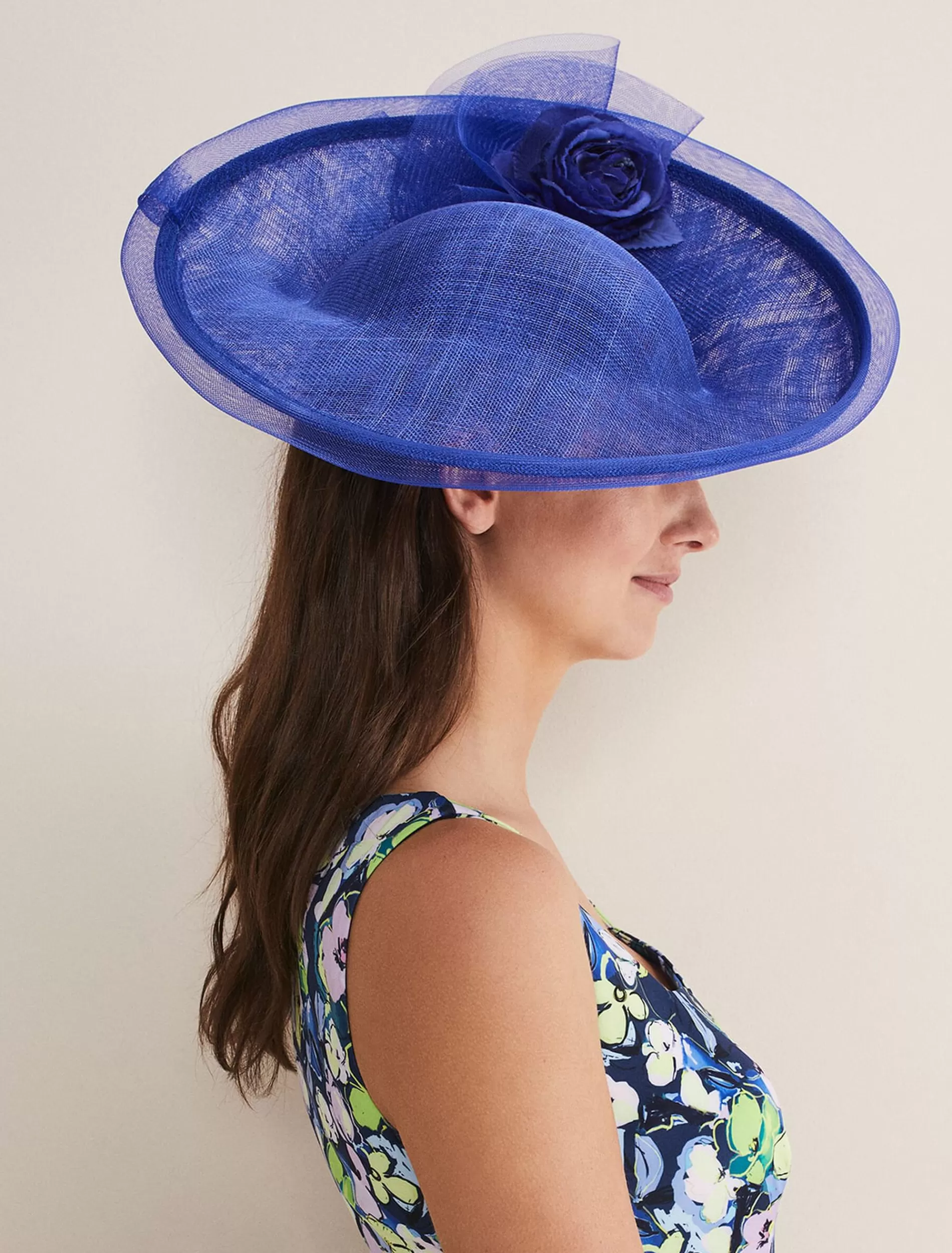 Phase Eight Oversized Floral Under Brim Fascinator Cobalt Best