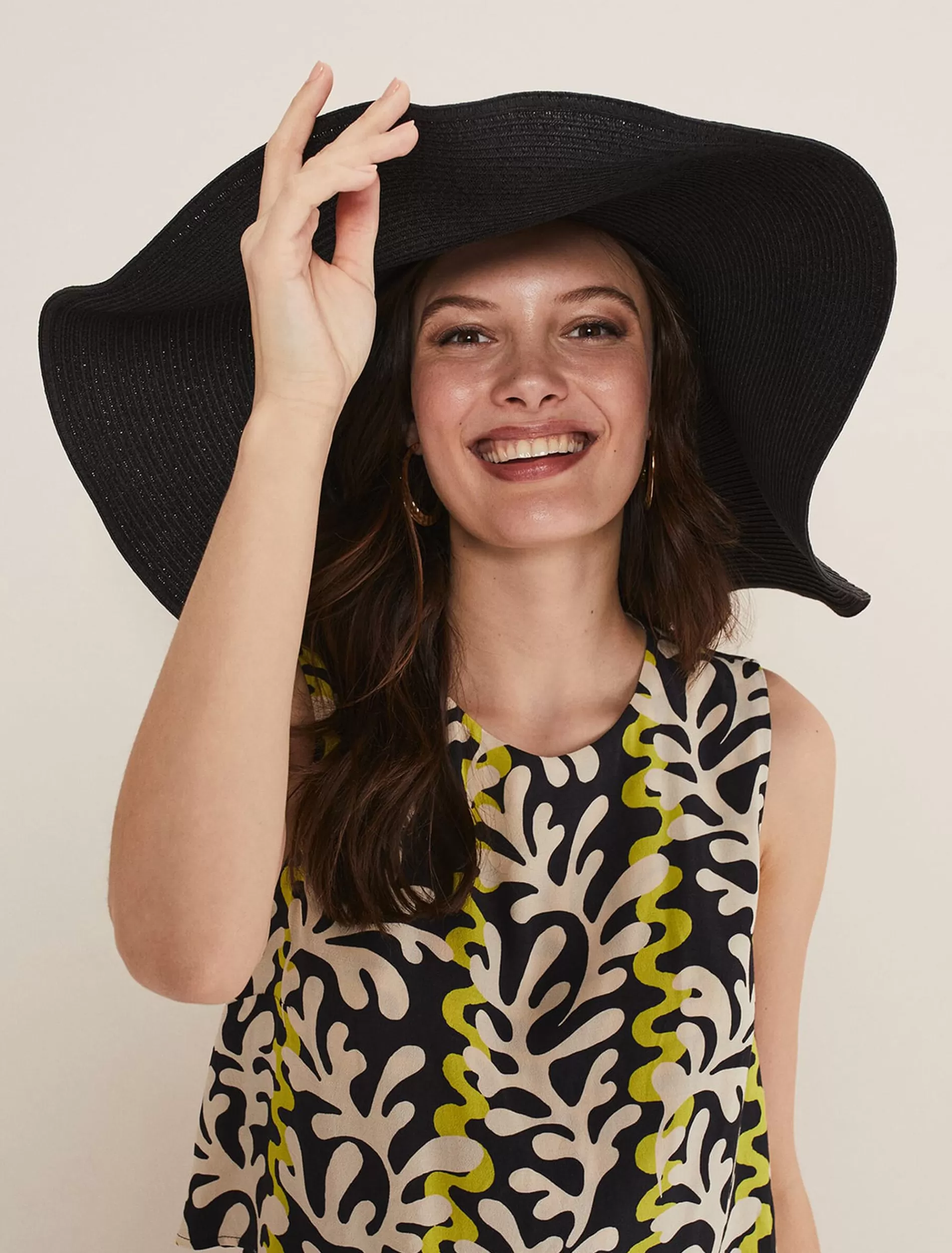 Phase Eight Oversized Straw Hat Black New