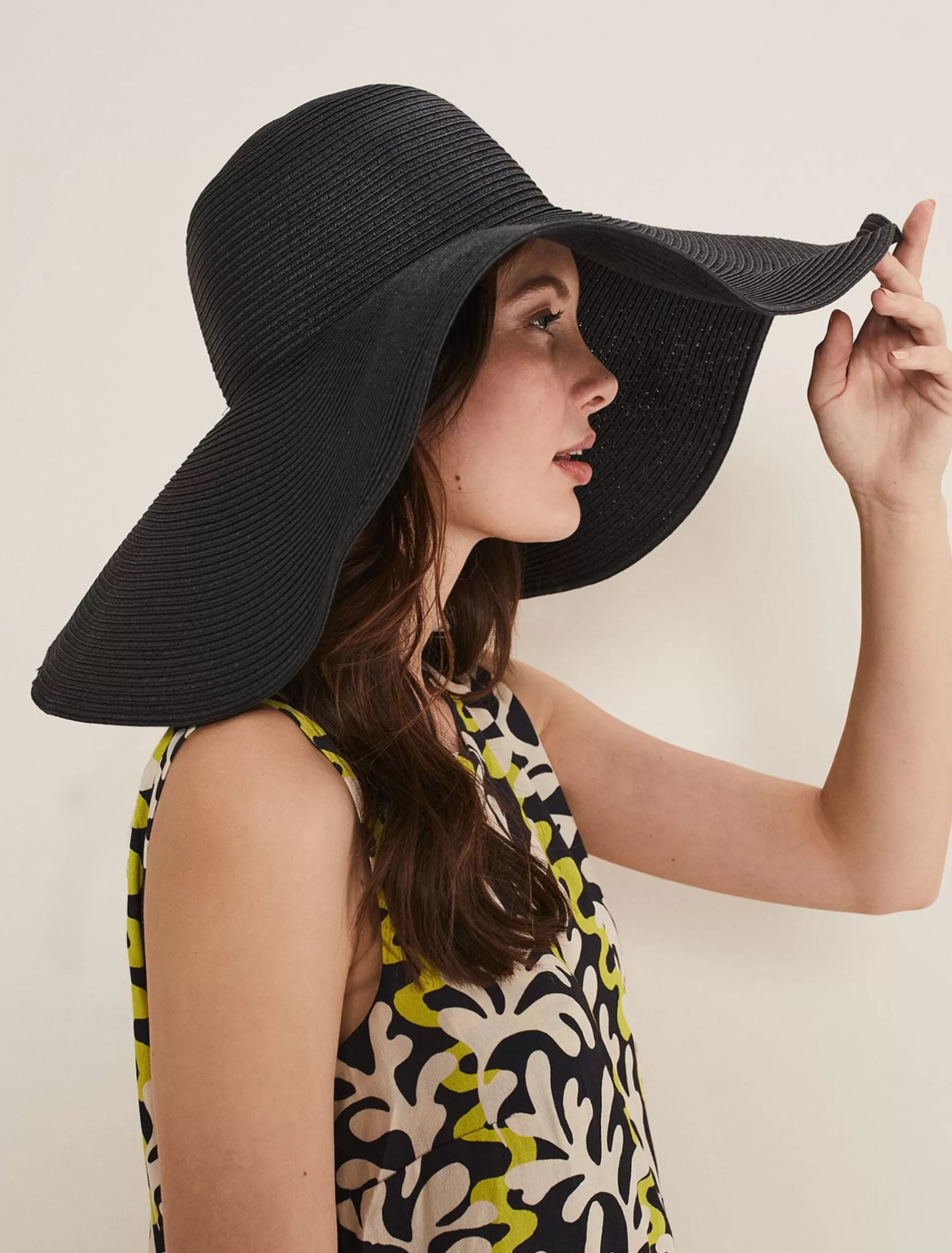 Phase Eight Oversized Straw Hat Black New