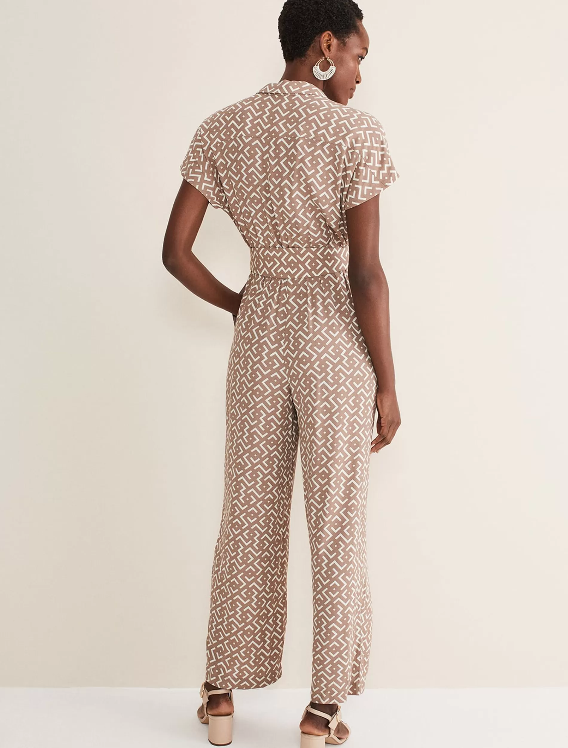 Phase Eight Paige Abstract Jumpsuit Stone/Ivory Discount