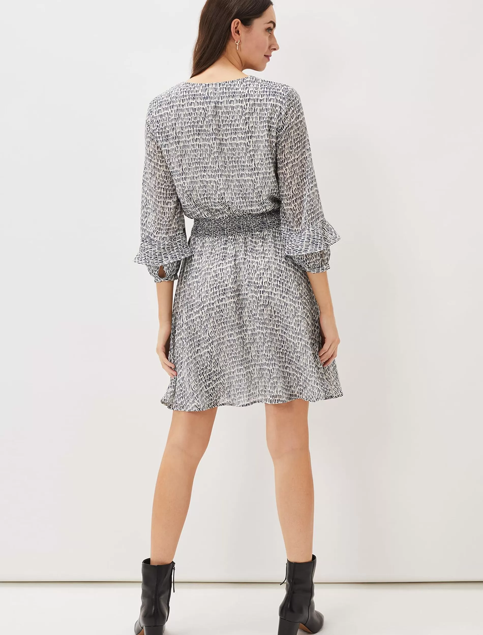 Phase Eight Paige Abstract Print Dress Navy/Ivory Store