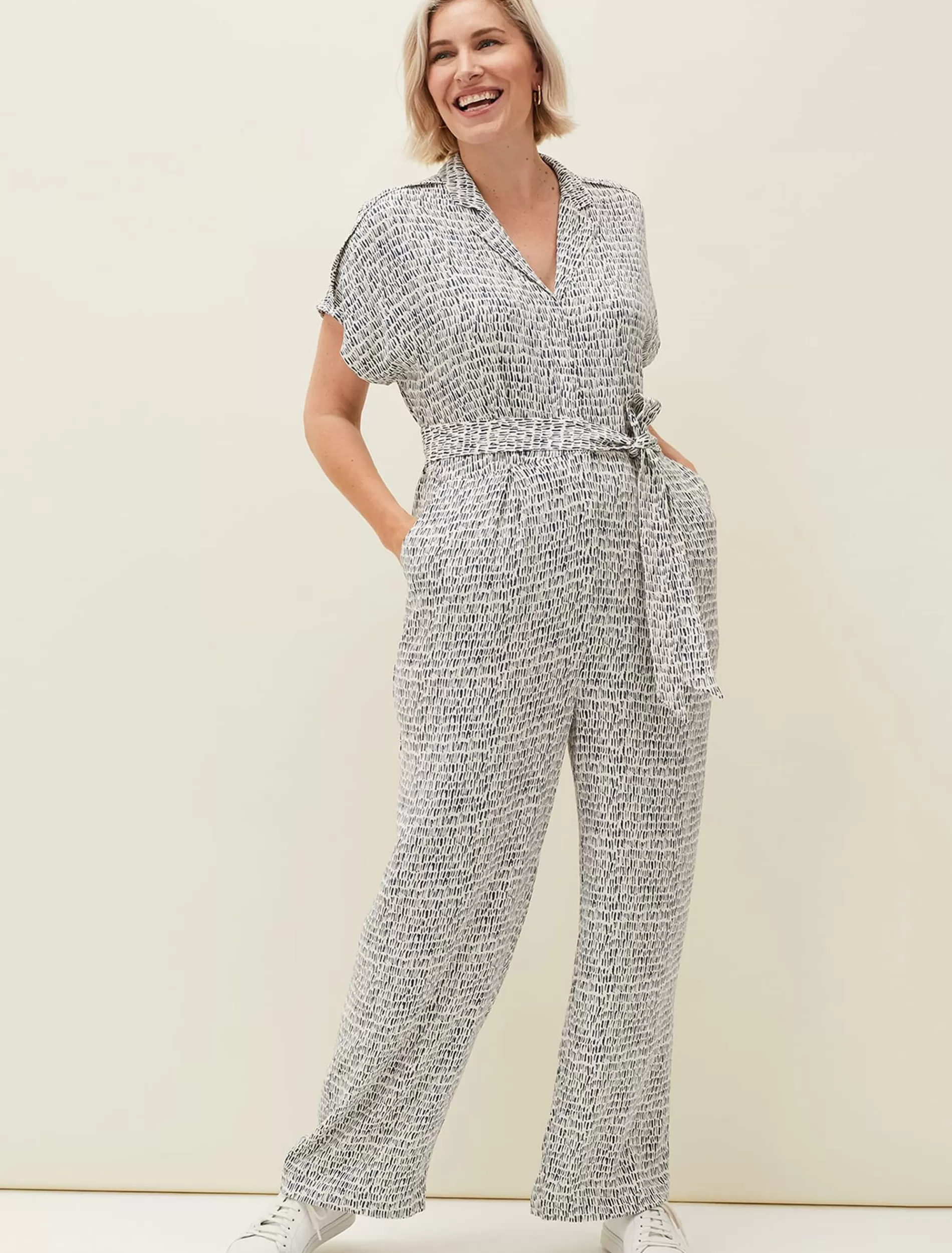 Phase Eight Paige Abstract Print Jumpsuit Navy/Ivory Flash Sale
