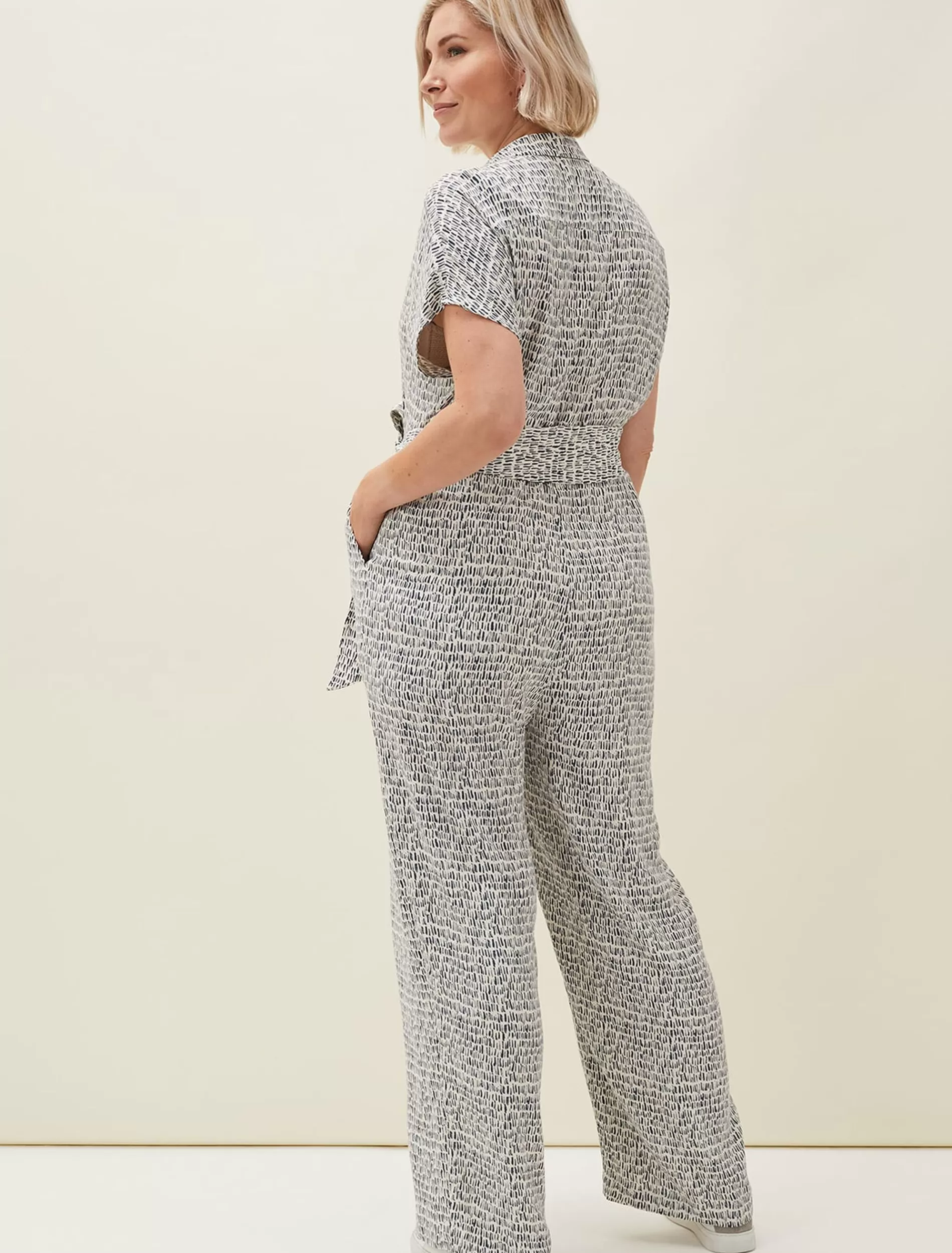 Phase Eight Paige Abstract Print Jumpsuit Navy/Ivory Flash Sale