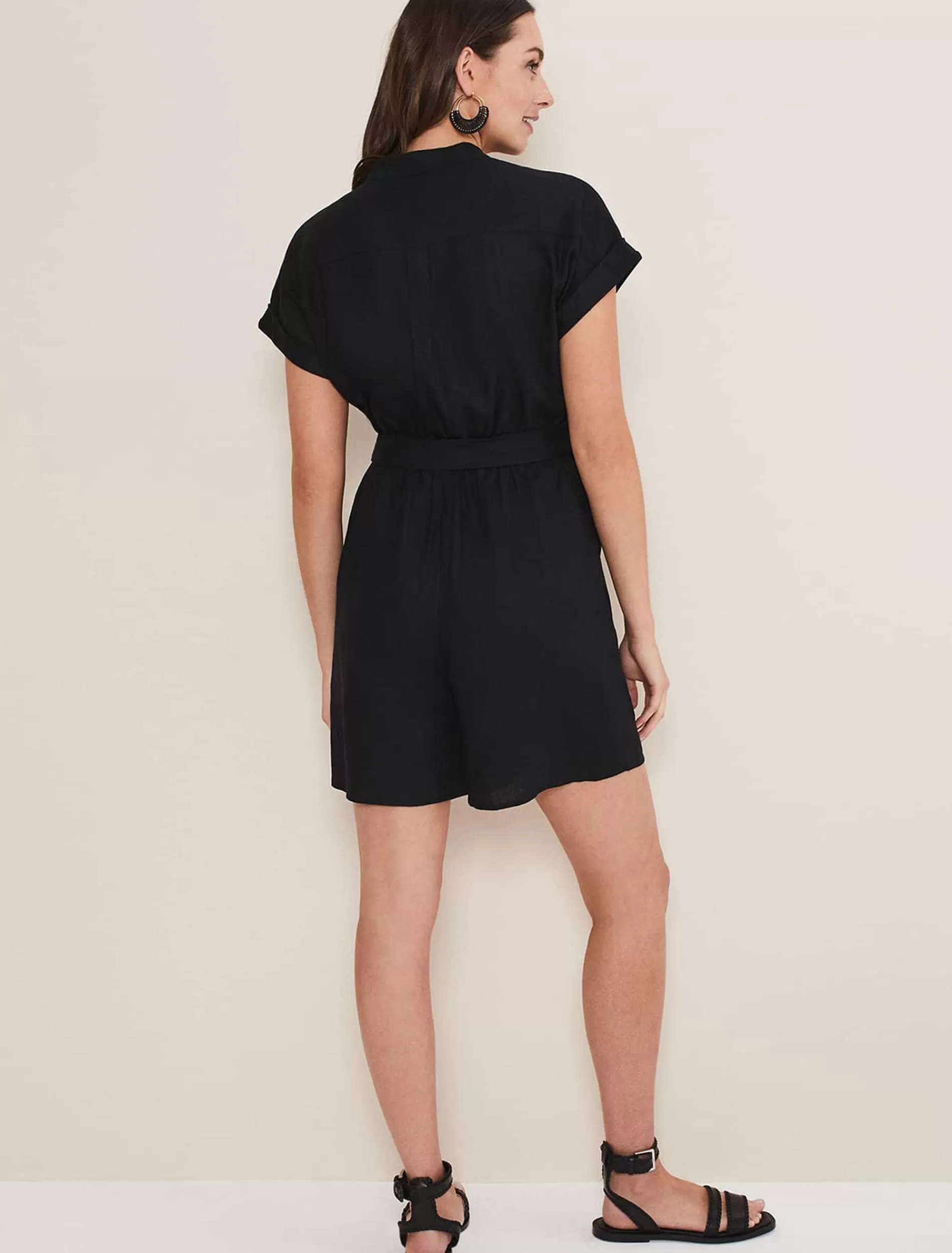 Phase Eight Paige Linen Playsuit Black Discount