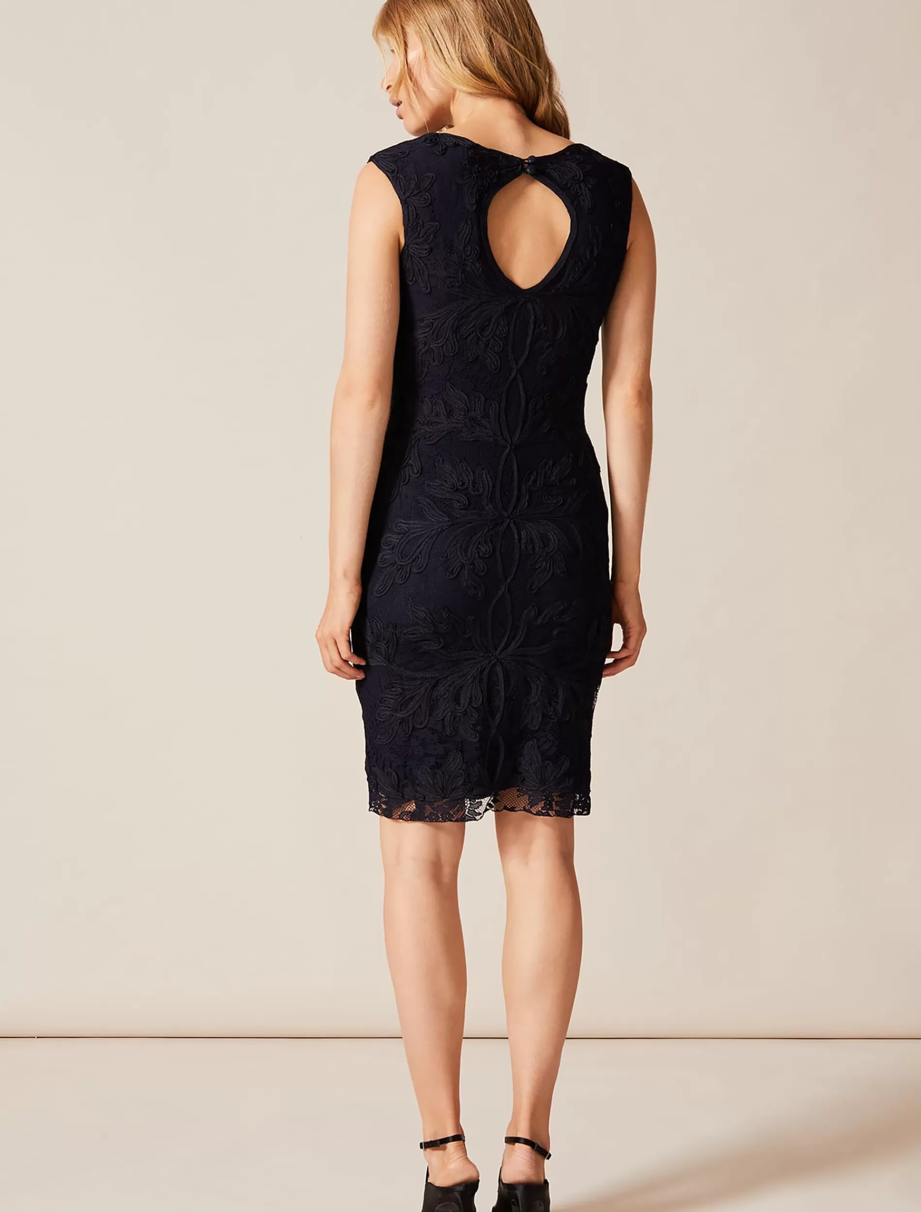 Phase Eight Paige Short Tapework Lace Dress Navy/Ivory Cheap