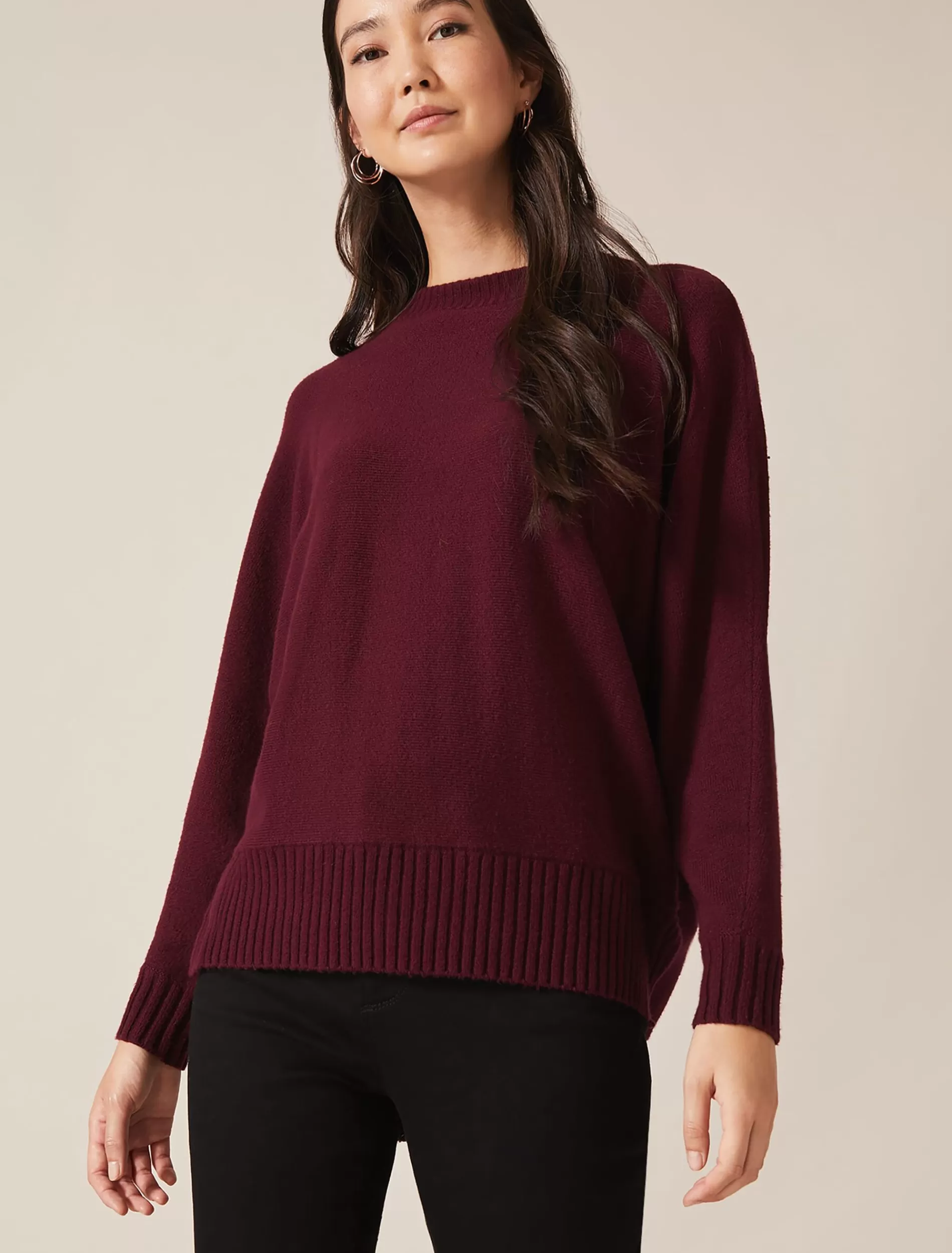 Phase Eight Palmer Boxy Knit Jumper Burgundy Hot