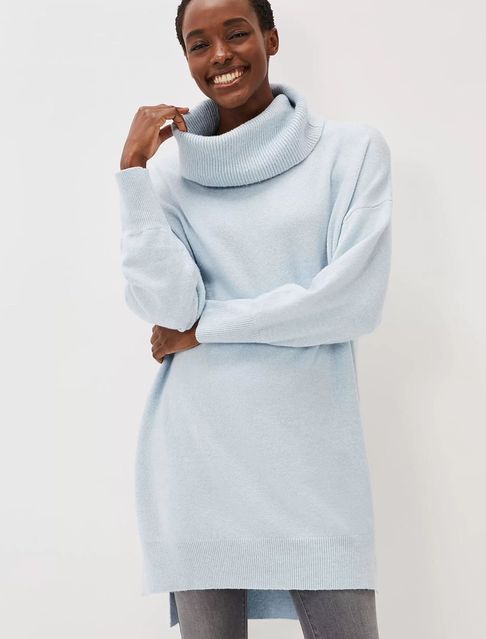 Phase Eight Palmer Cowl Neck Jumper Dress Pale Blue Shop