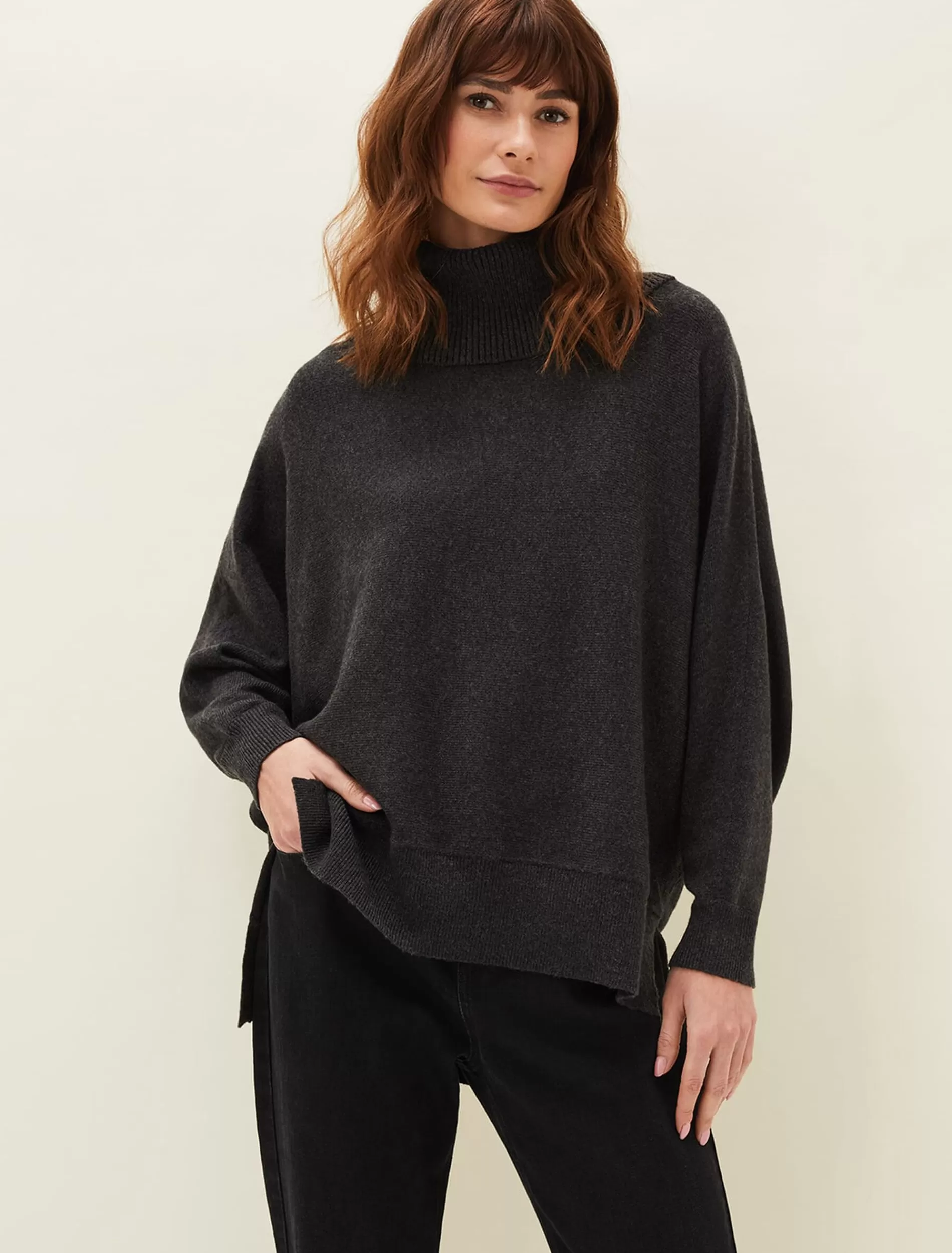 Phase Eight Palmer Roll Neck Jumper Charcoal Fashion