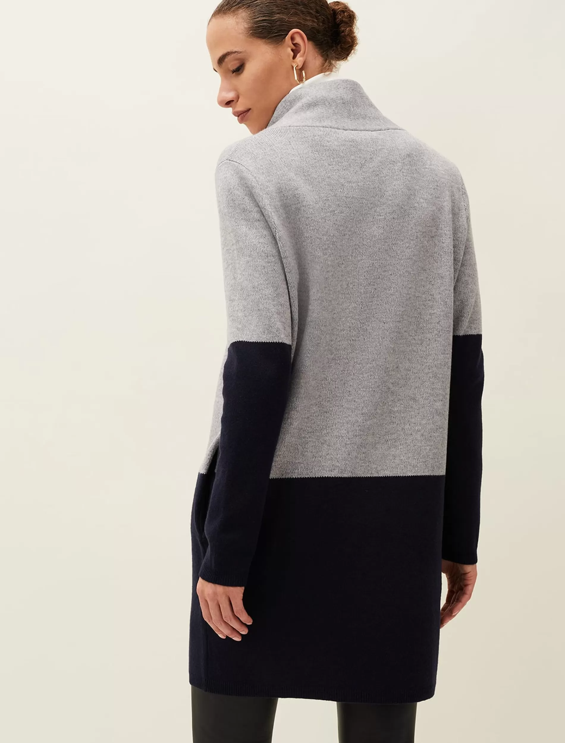 Phase Eight Paloma Colourblock Knit Coat Navy/Grey Cheap