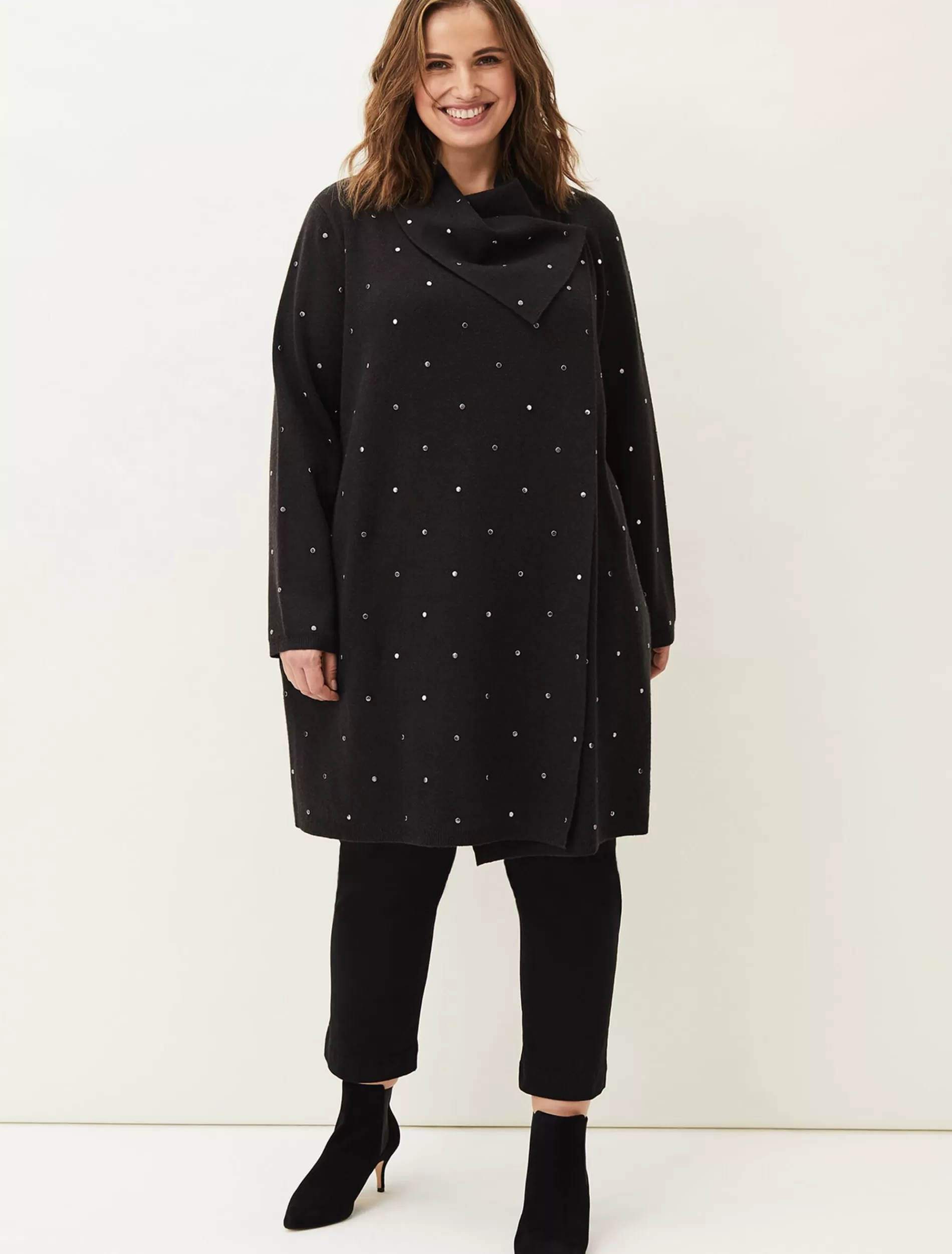 Phase Eight Paloma Scattered Stud Coatigan Charcoal Online
