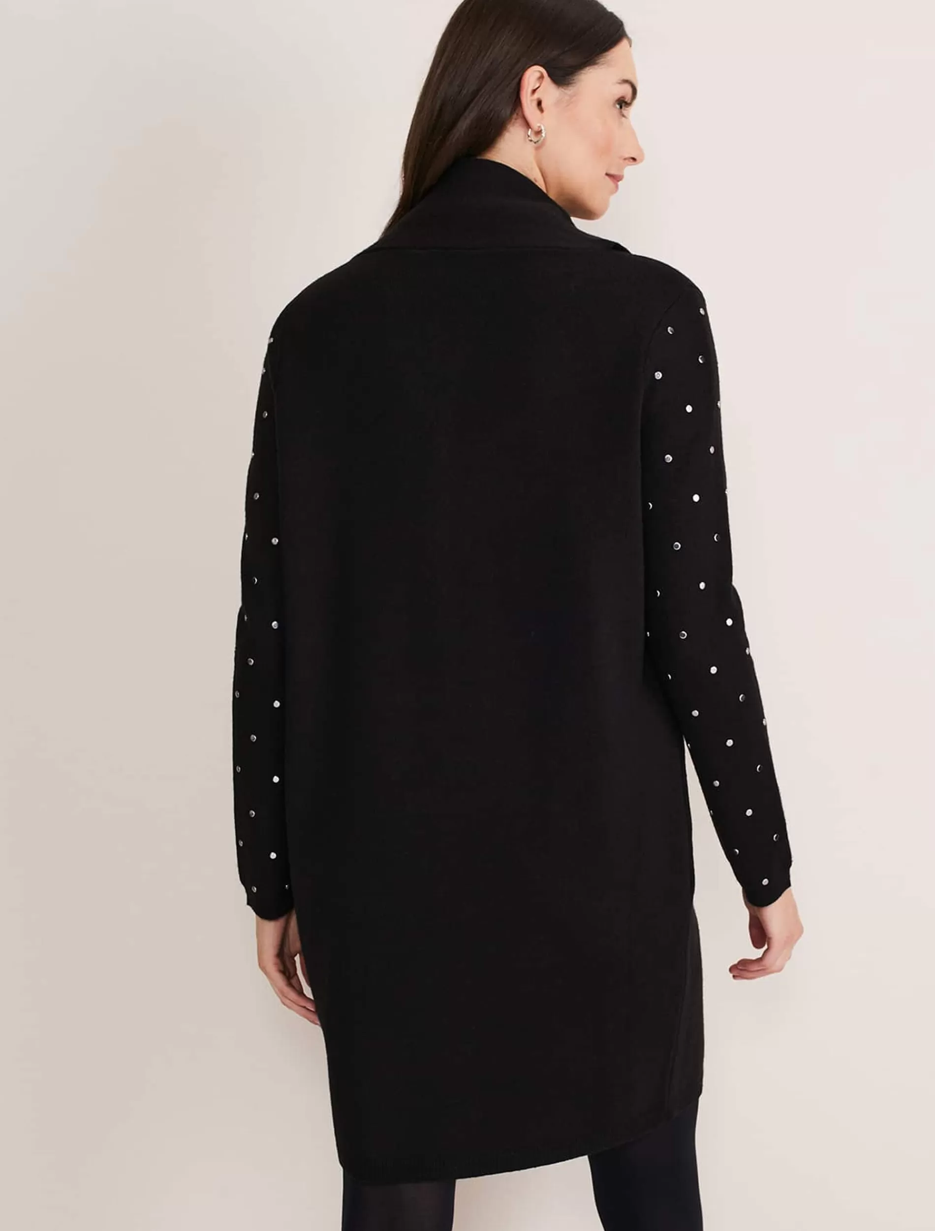 Phase Eight Paloma Stud Sleeve Knit Coat Black Sale