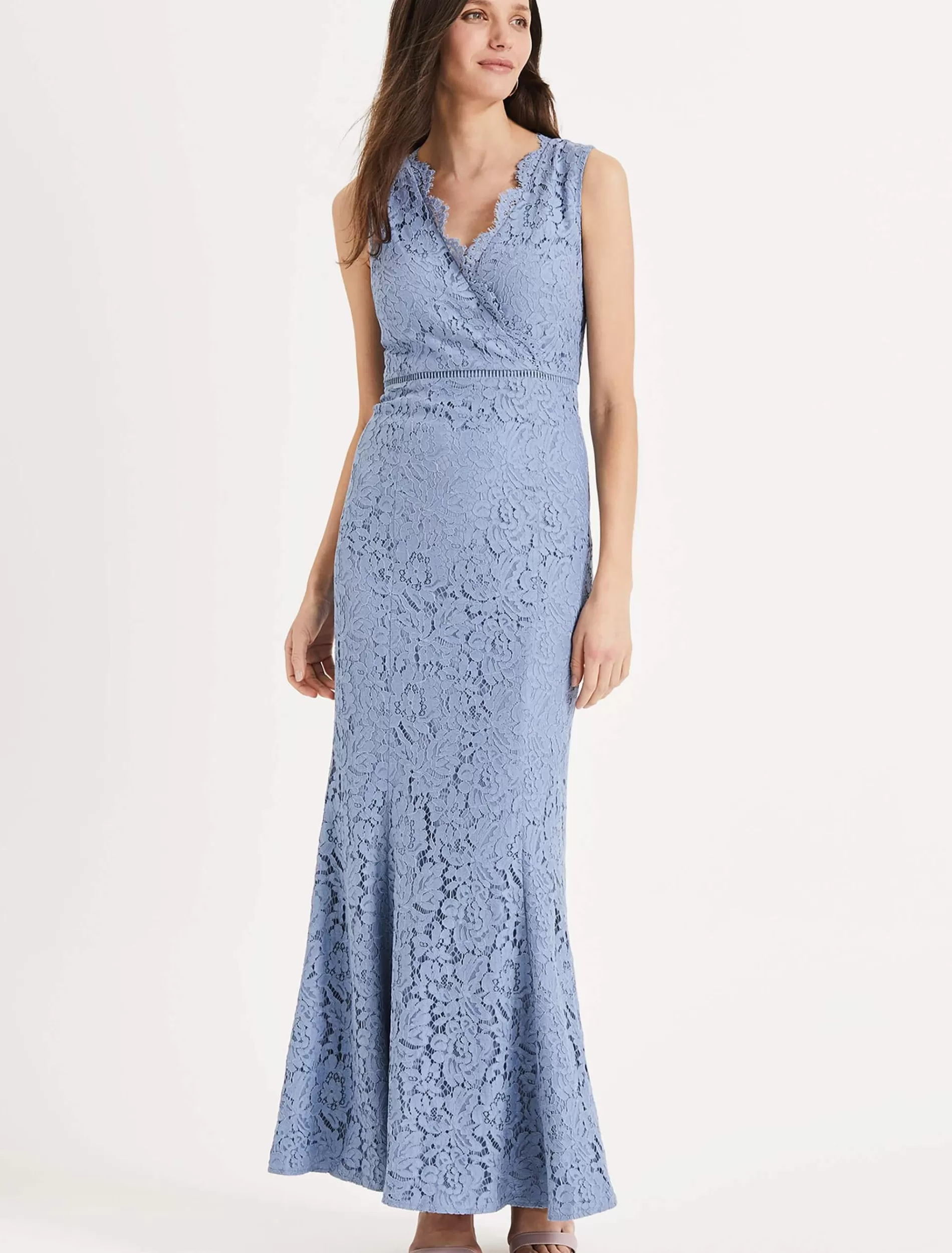Phase Eight Paola Lace Fishtail Dress Powder Blue Clearance