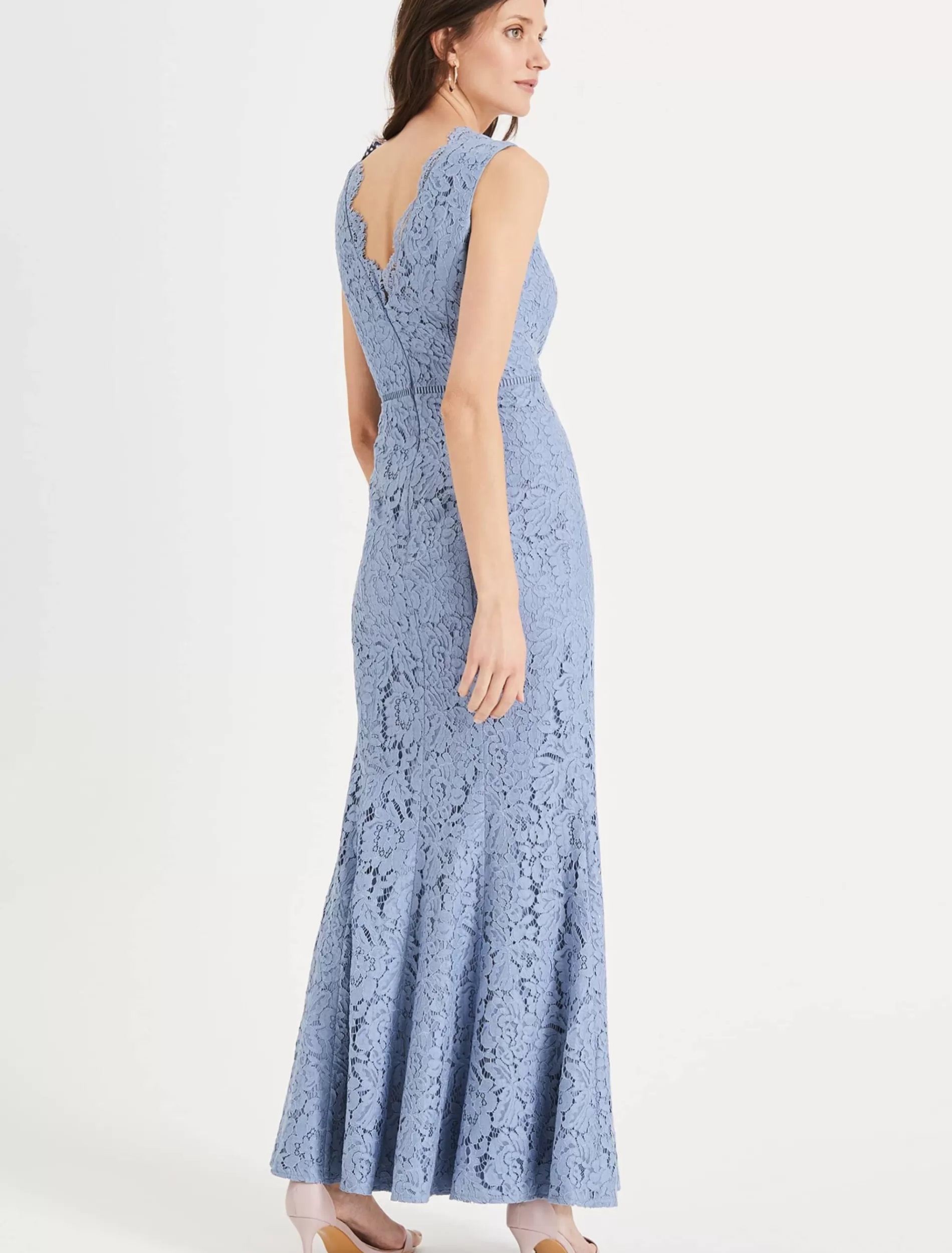 Phase Eight Paola Lace Fishtail Dress Powder Blue Clearance