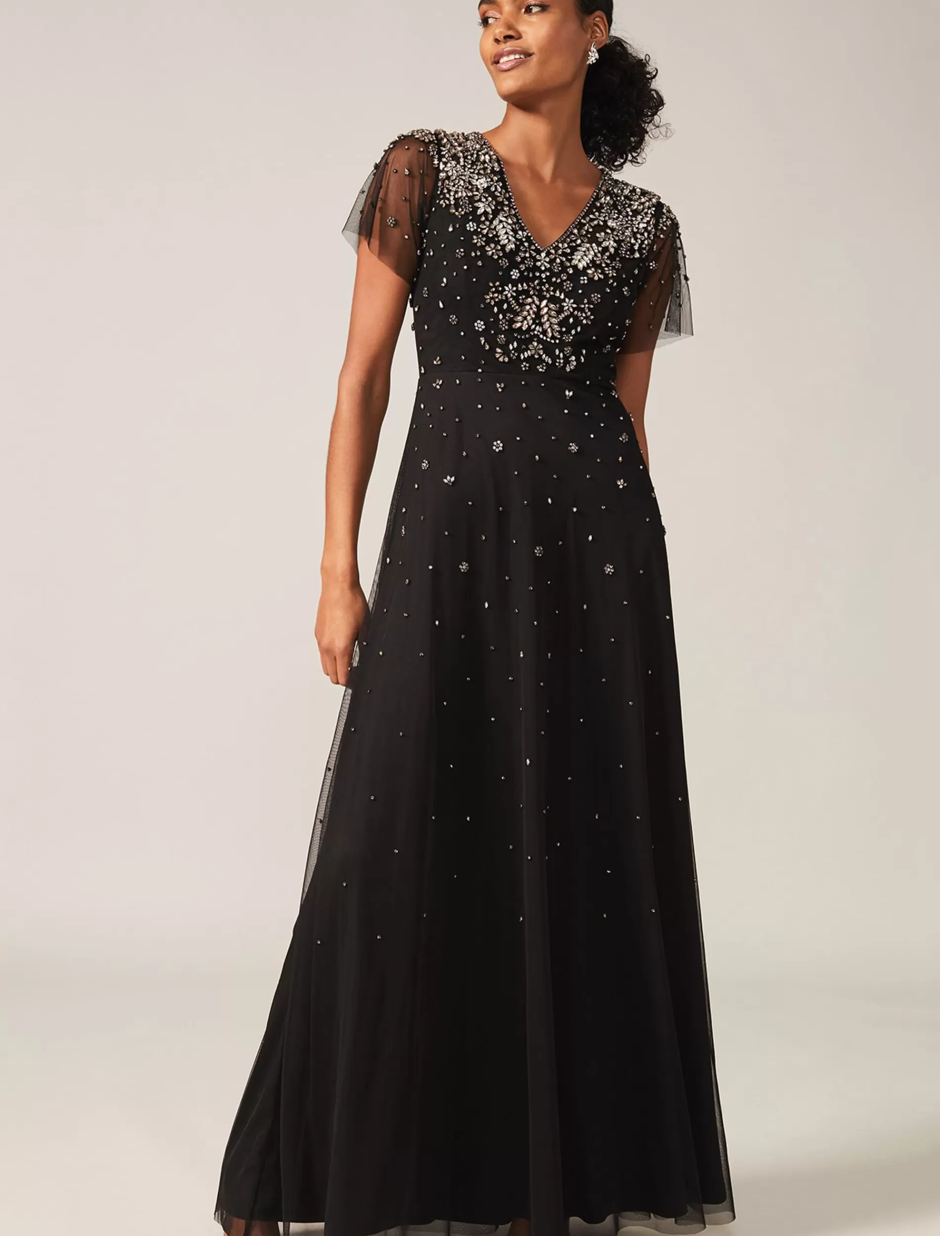 Phase Eight Pascale Jewelled Tulle Dress Black Cheap