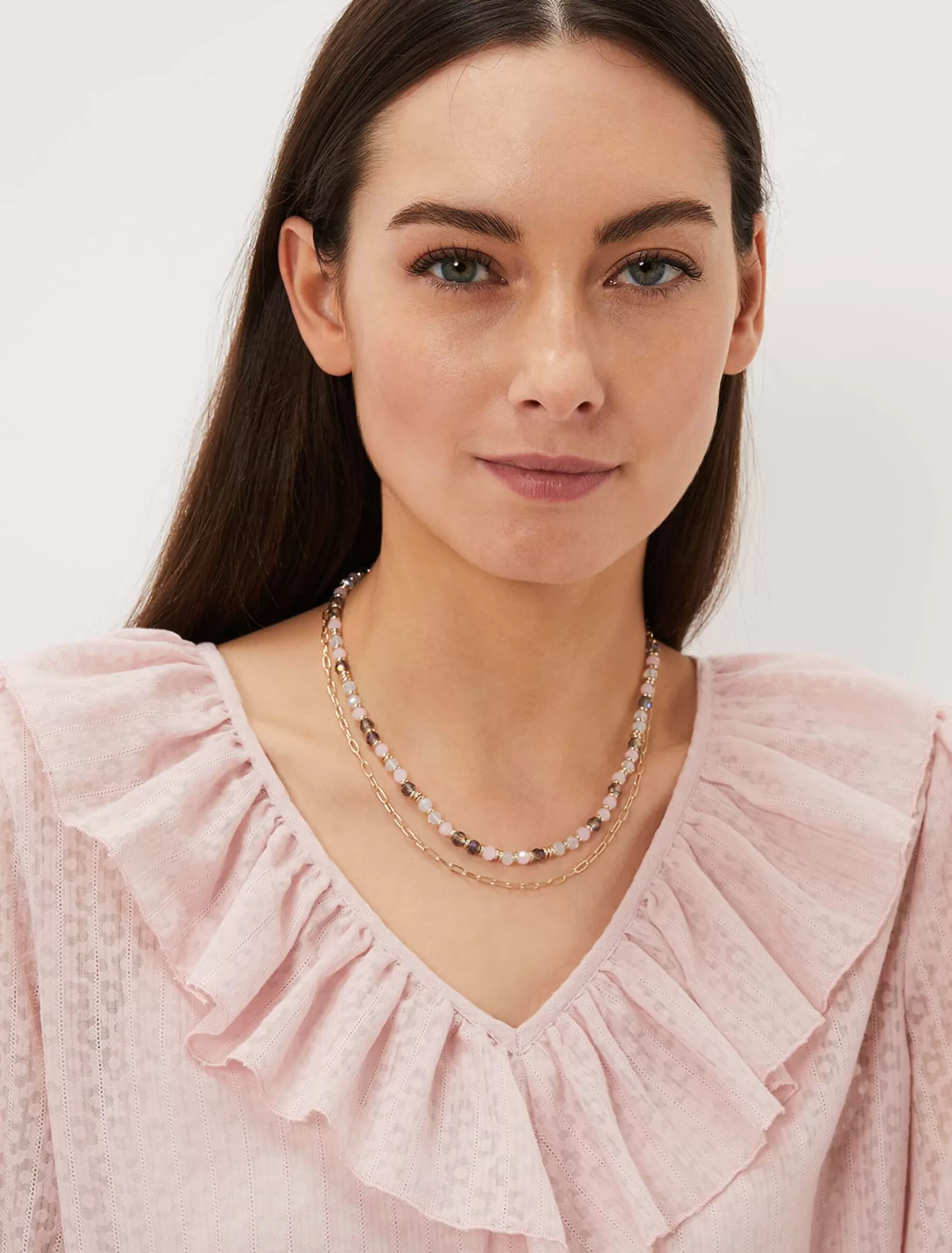 Phase Eight Pastel Bead Layered Necklace Gold Outlet