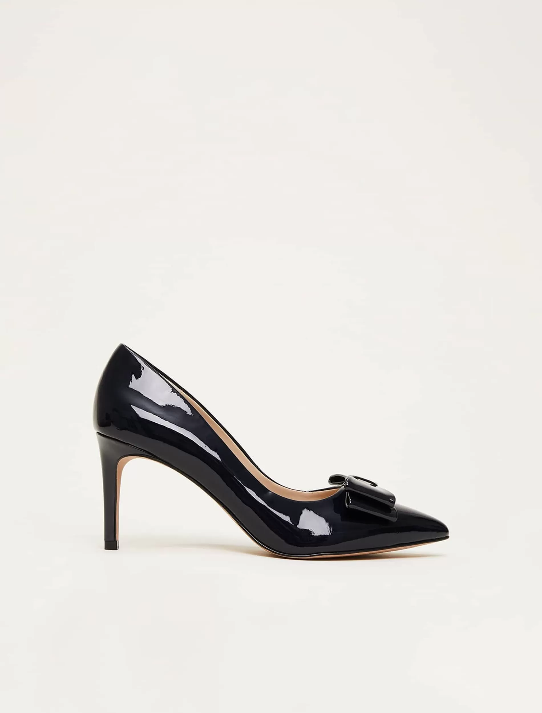 Phase Eight Patent Bow Court Shoe Navy New