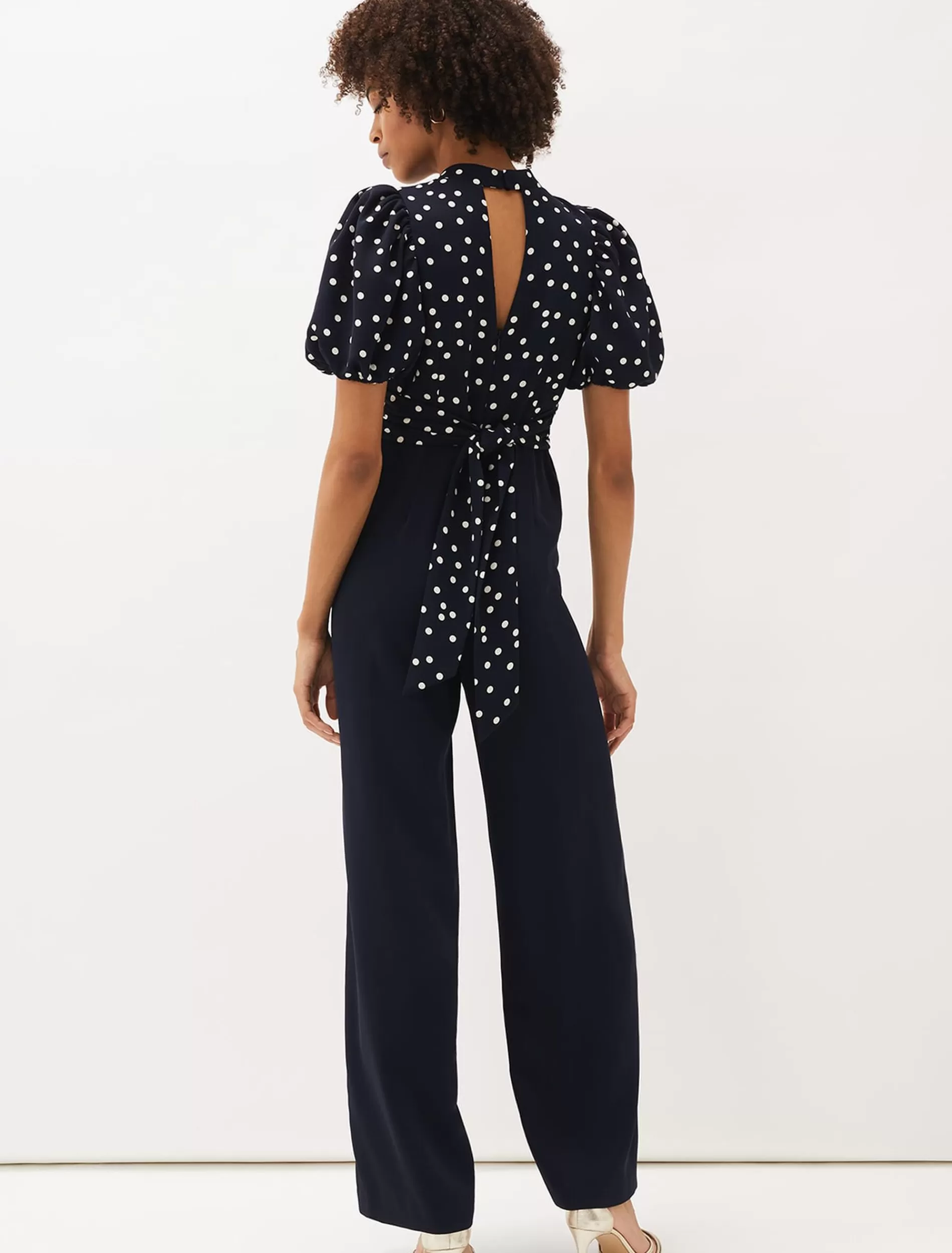 Phase Eight Paulina Puff Sleeve Spot Jumpsuit Navy/Ivory Online