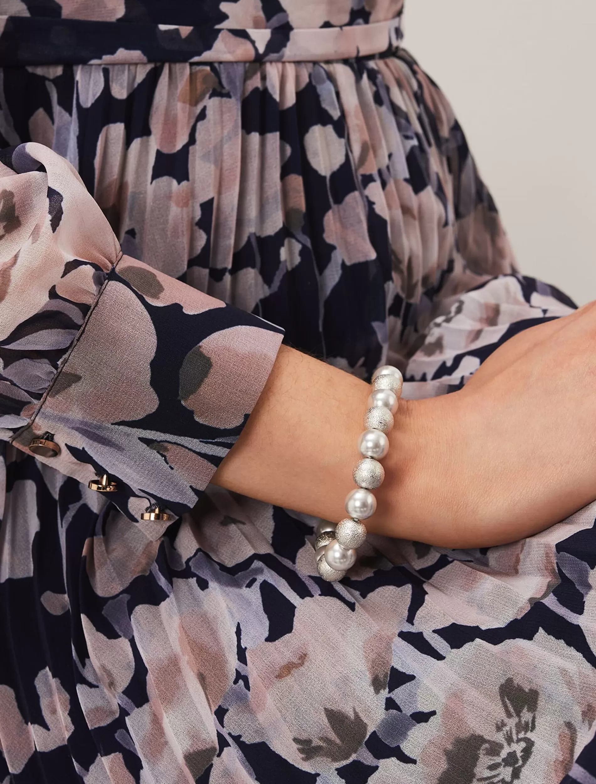 Phase Eight Pearl And Bead Stretch Bracelet Silver Online