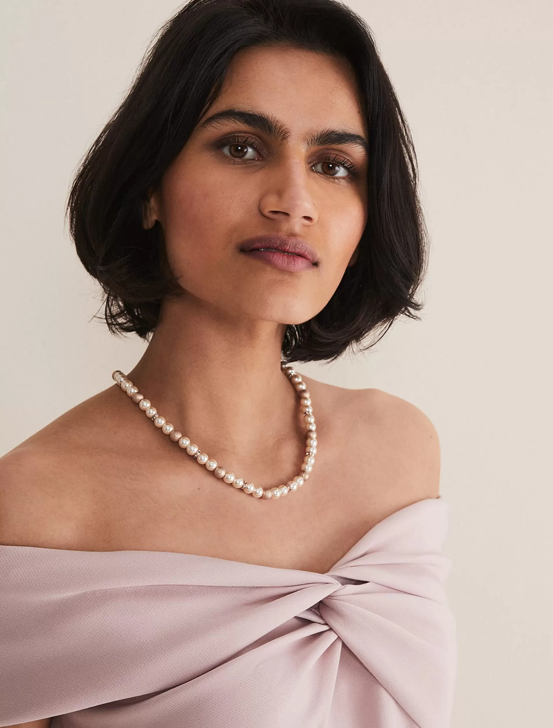 Phase Eight Pearl Beaded Necklace Rose Gold Best Sale