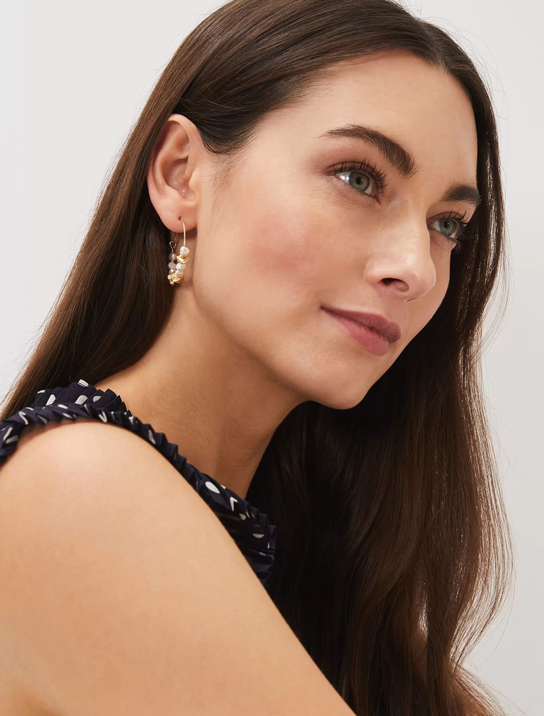 Phase Eight Pearl Detail Hoop Earrings Gold Shop