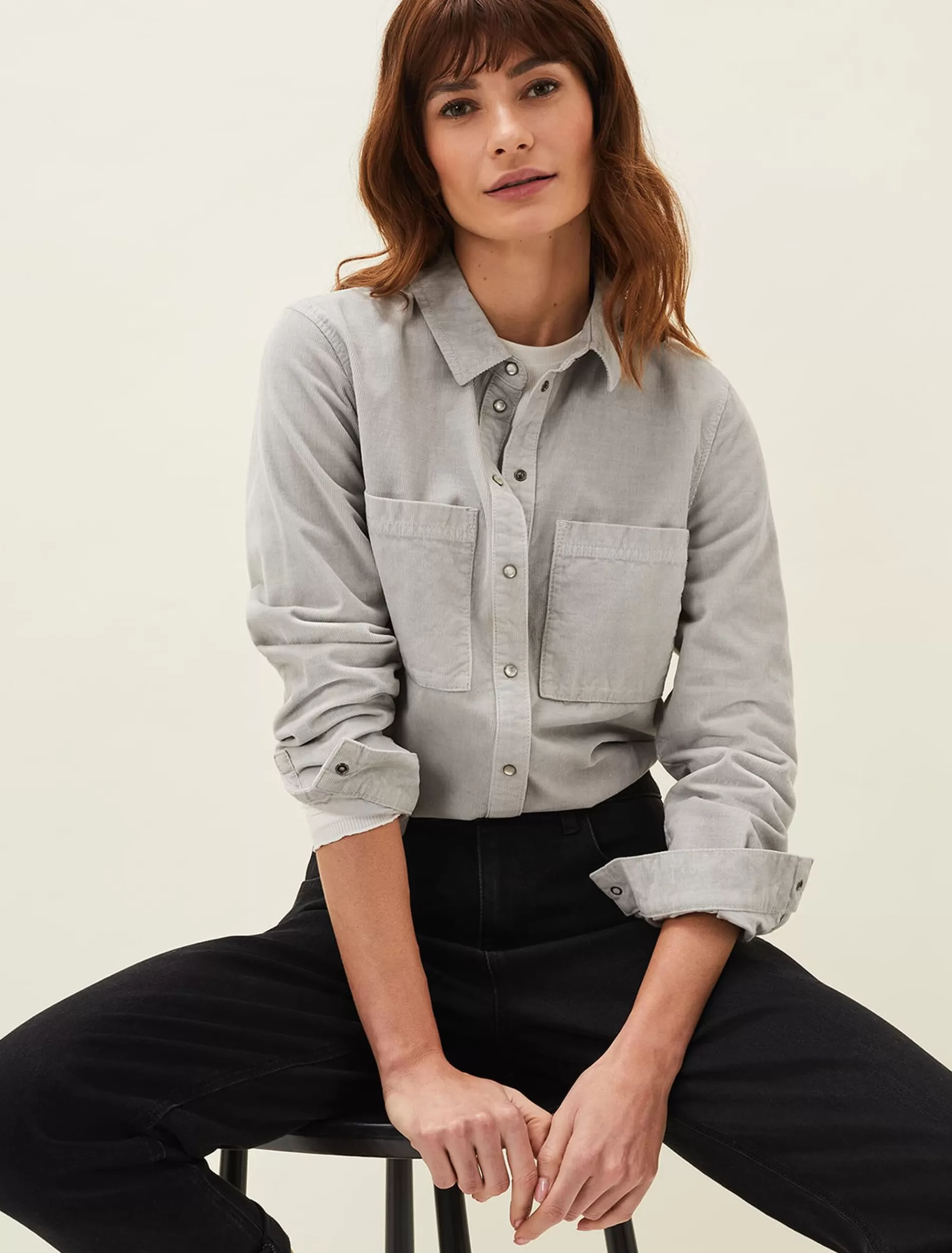 Phase Eight Peggie Corduroy Oversized Shirt Mint Hot