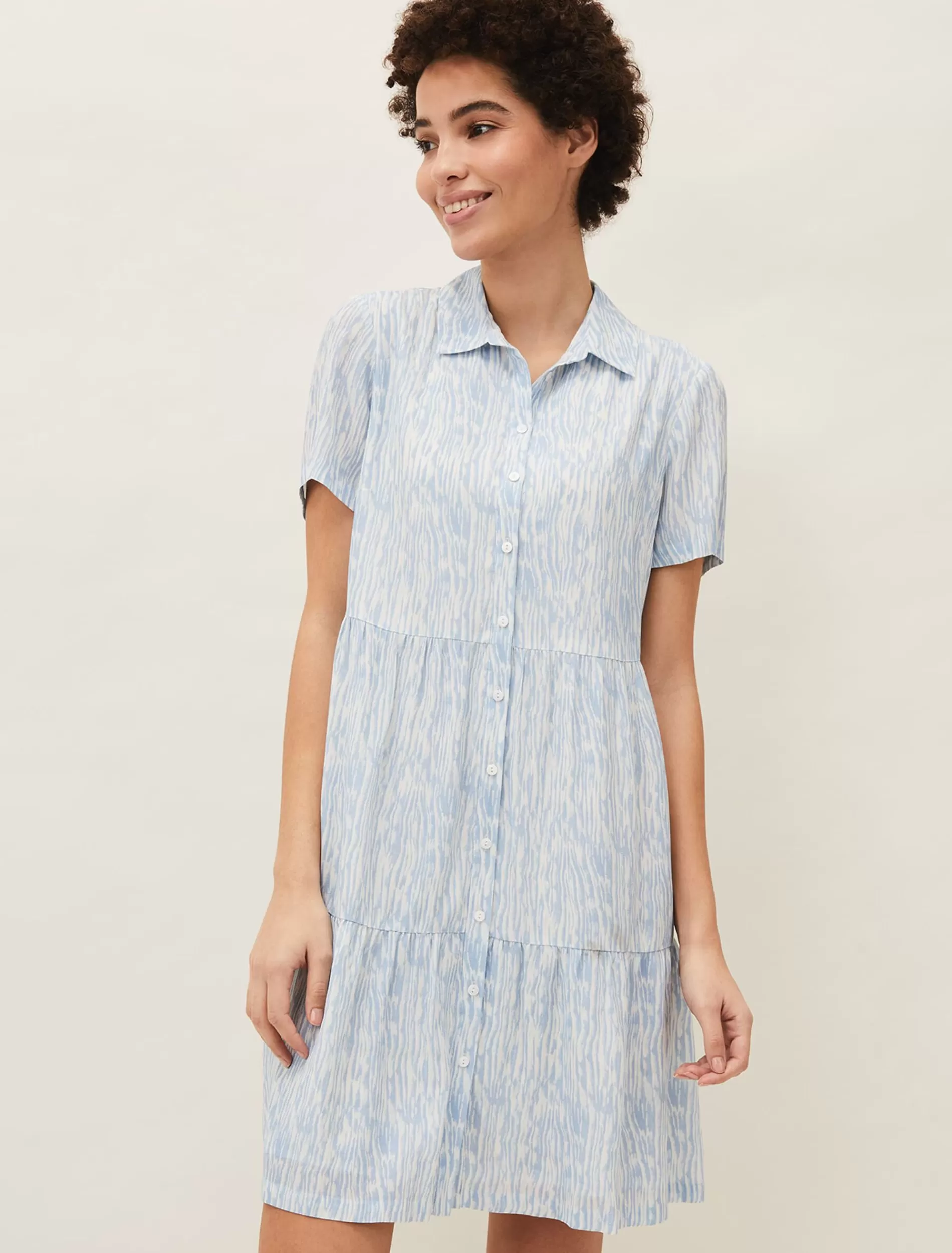 Phase Eight Penele Brushstroke Print Shirt Dress Blue Online