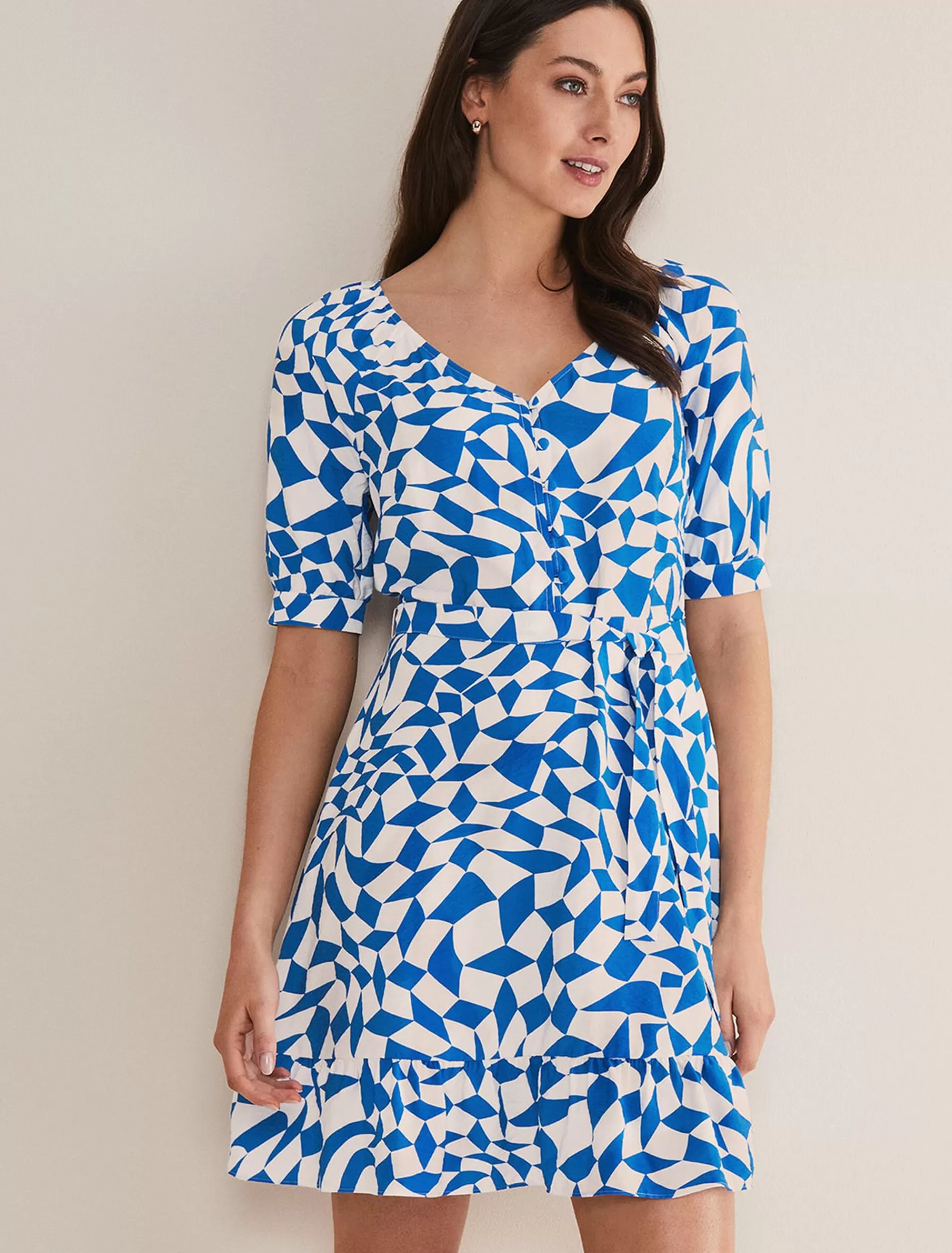 Phase Eight Penele Geo Swing Dress Blue Online