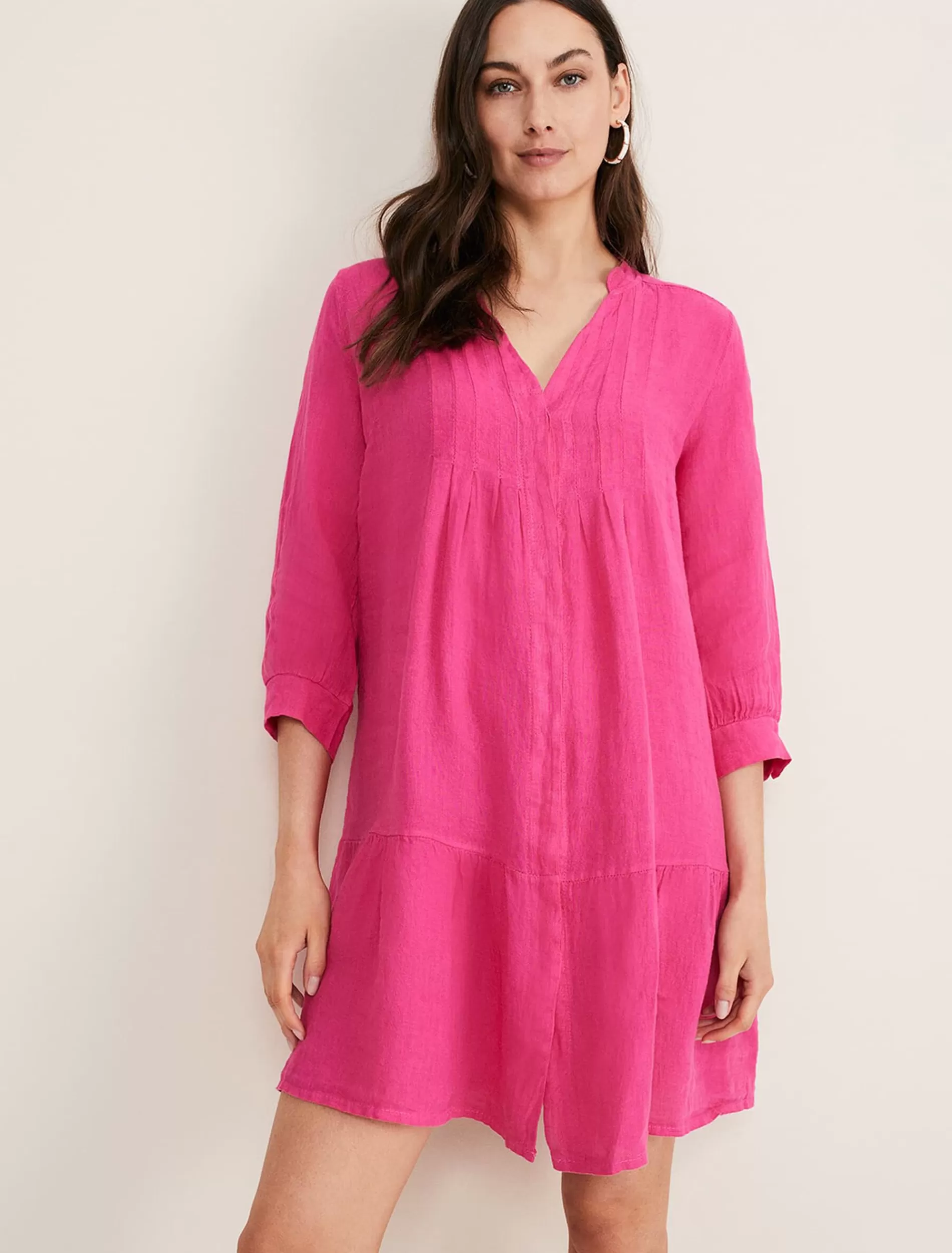 Phase Eight Penele Linen Swing Dress Magenta New