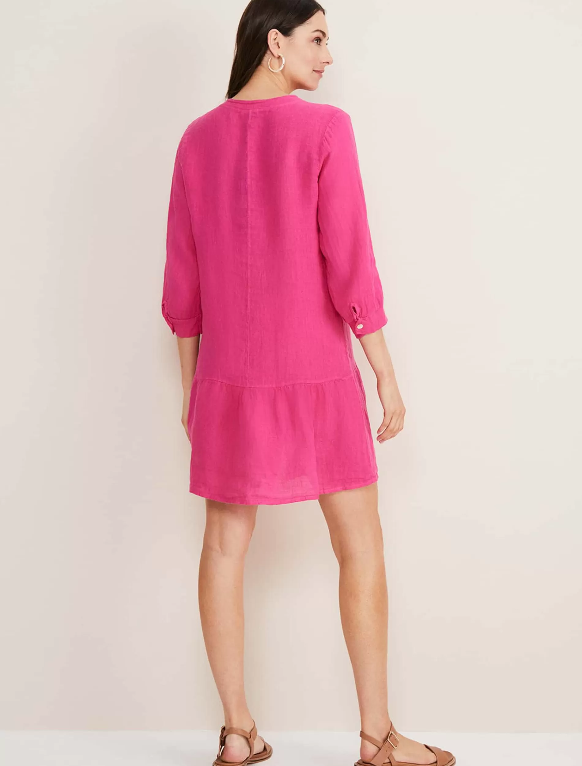 Phase Eight Penele Linen Swing Dress Magenta New