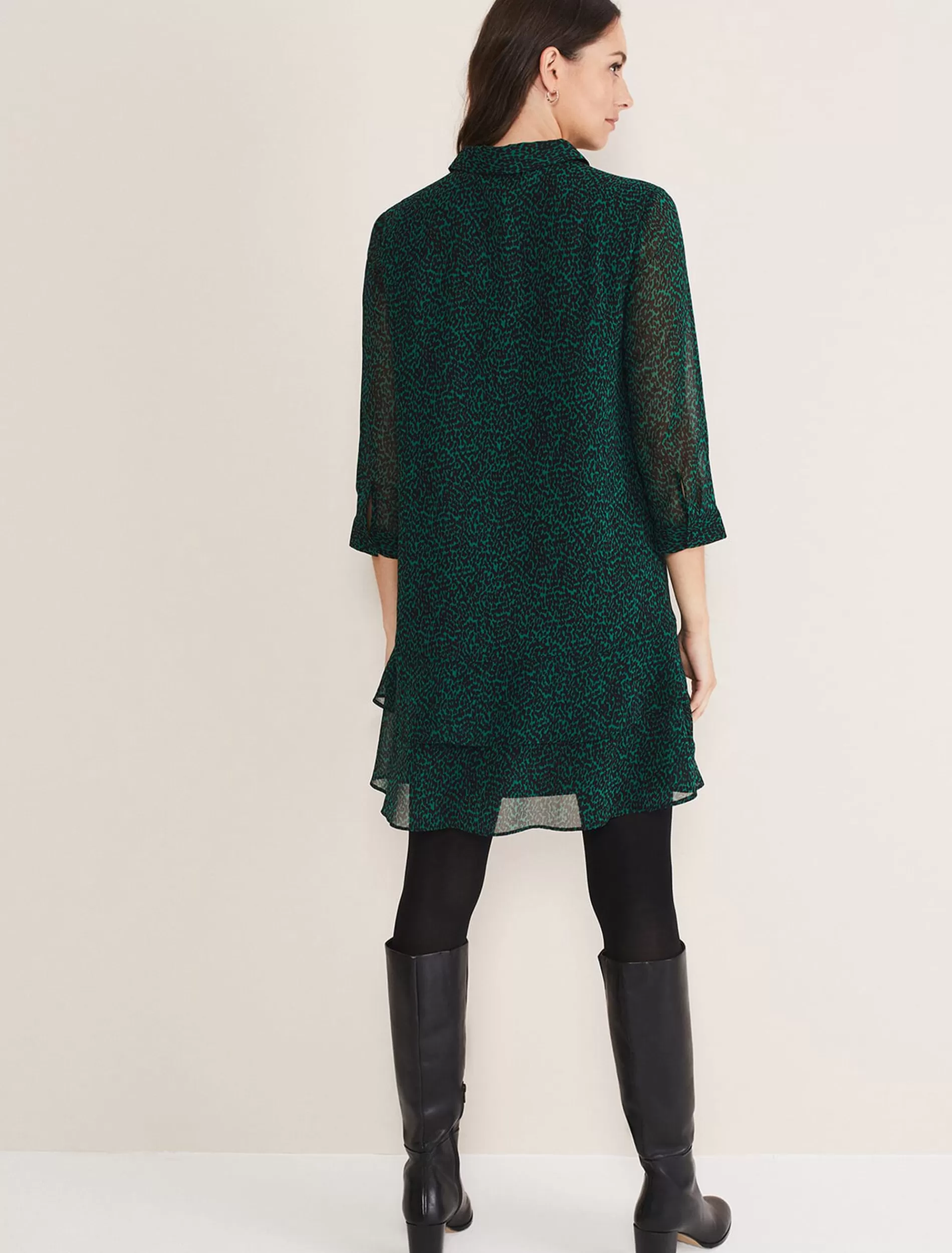 Phase Eight Penelope Chiffon Dress Green/Black Best Sale