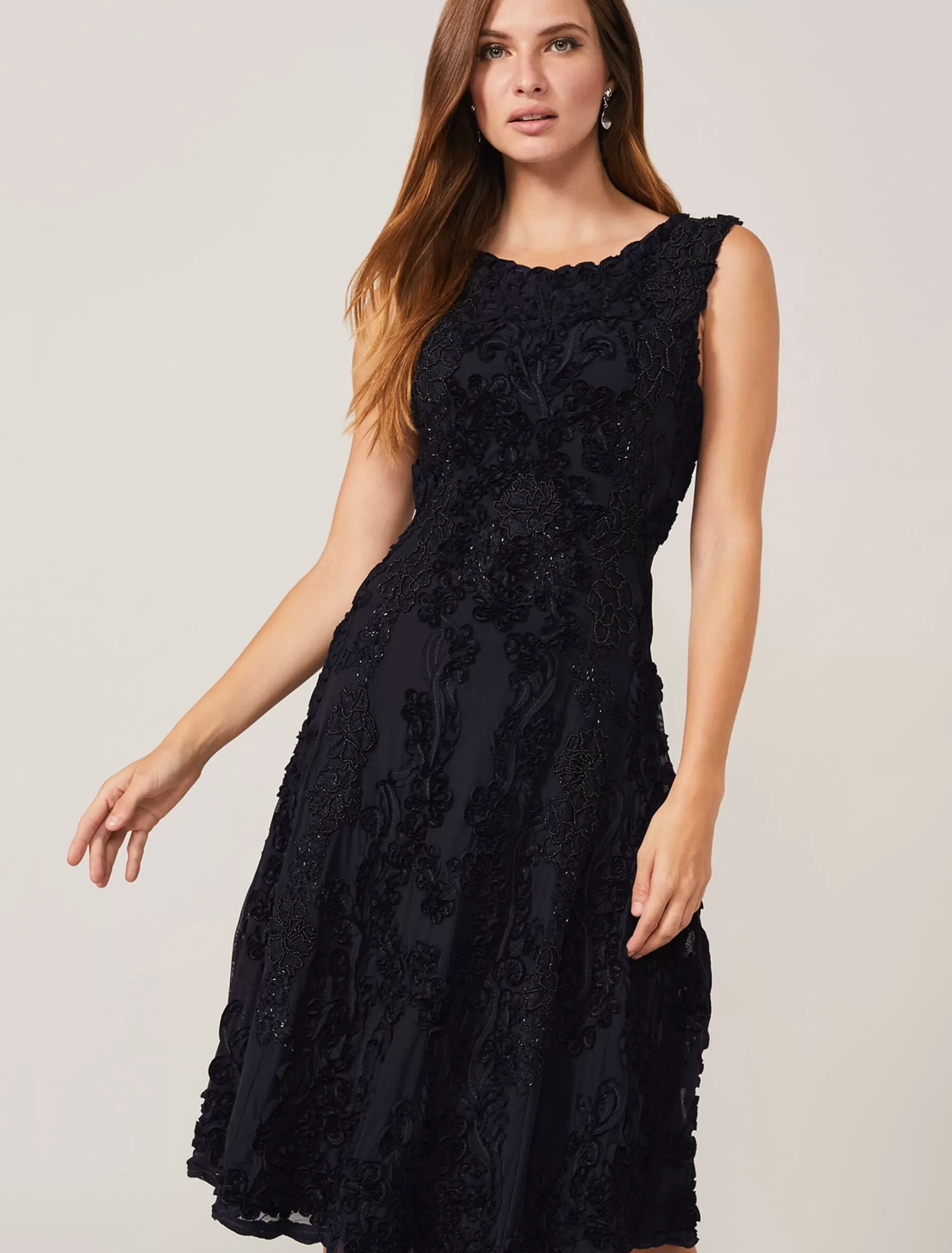 Phase Eight Penelope Tapework Lace Fit And Flare Dress Navy Flash Sale