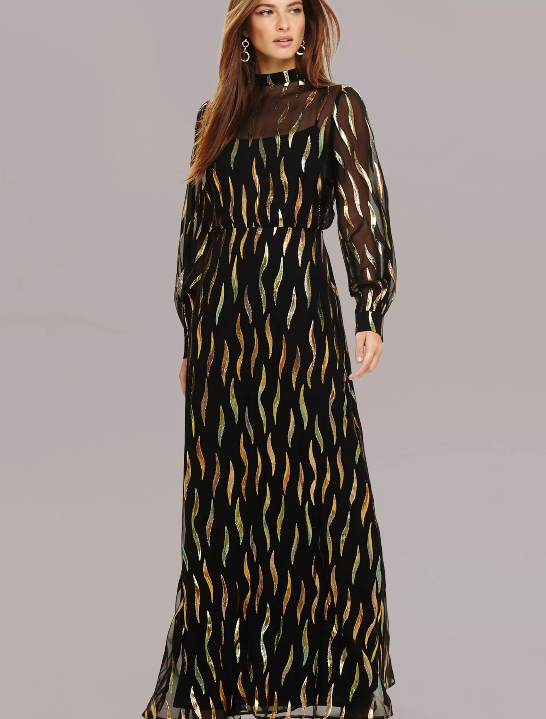 Phase Eight Penny Shimmer Silk Maxi Dress Black Hot