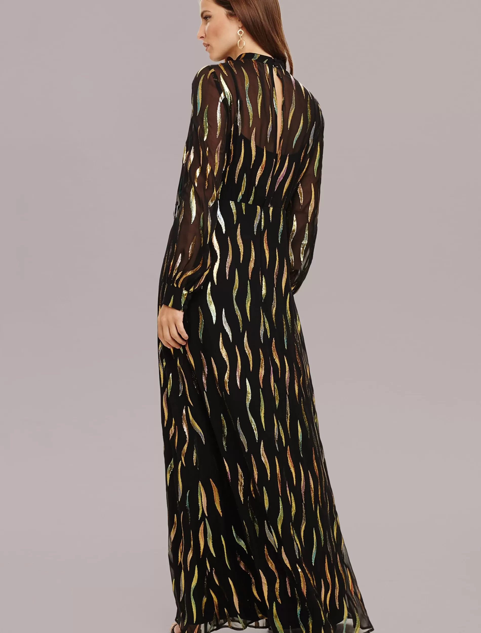 Phase Eight Penny Shimmer Silk Maxi Dress Black Hot