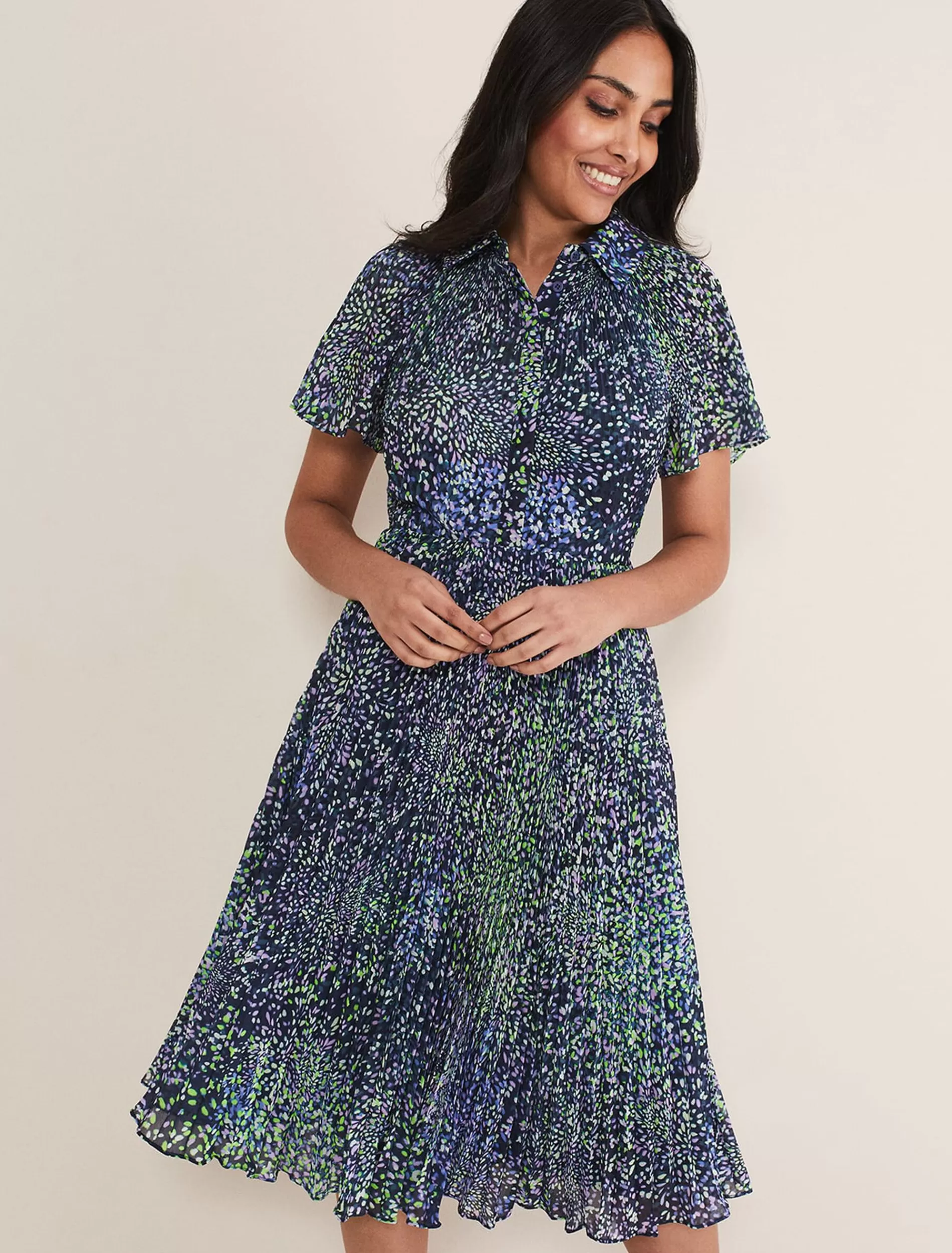 Phase Eight Petite Amelia Shirt Dress Navy/Multi Fashion
