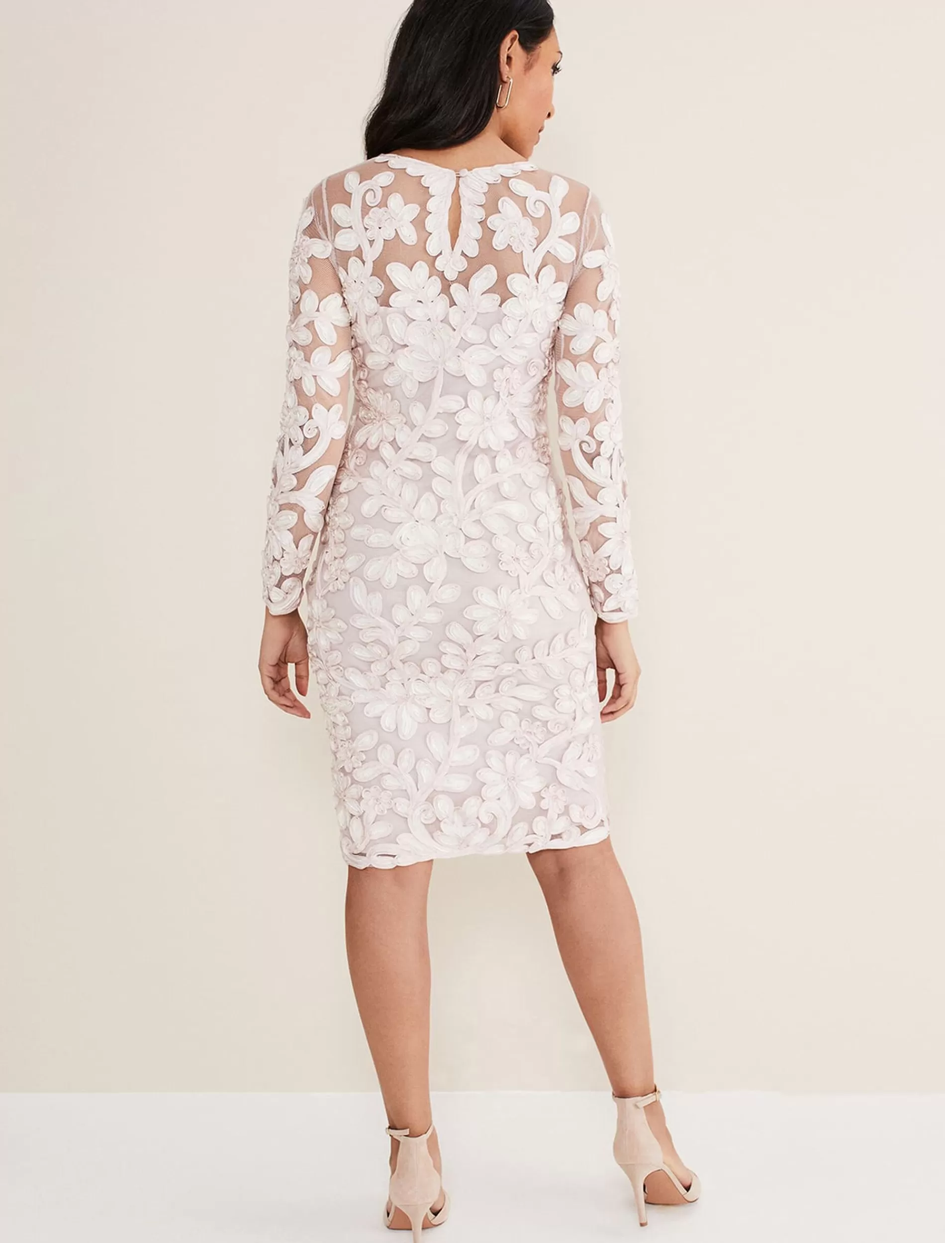 Phase Eight Petite Annika Tapework Dress Antique Rose/Ivory New