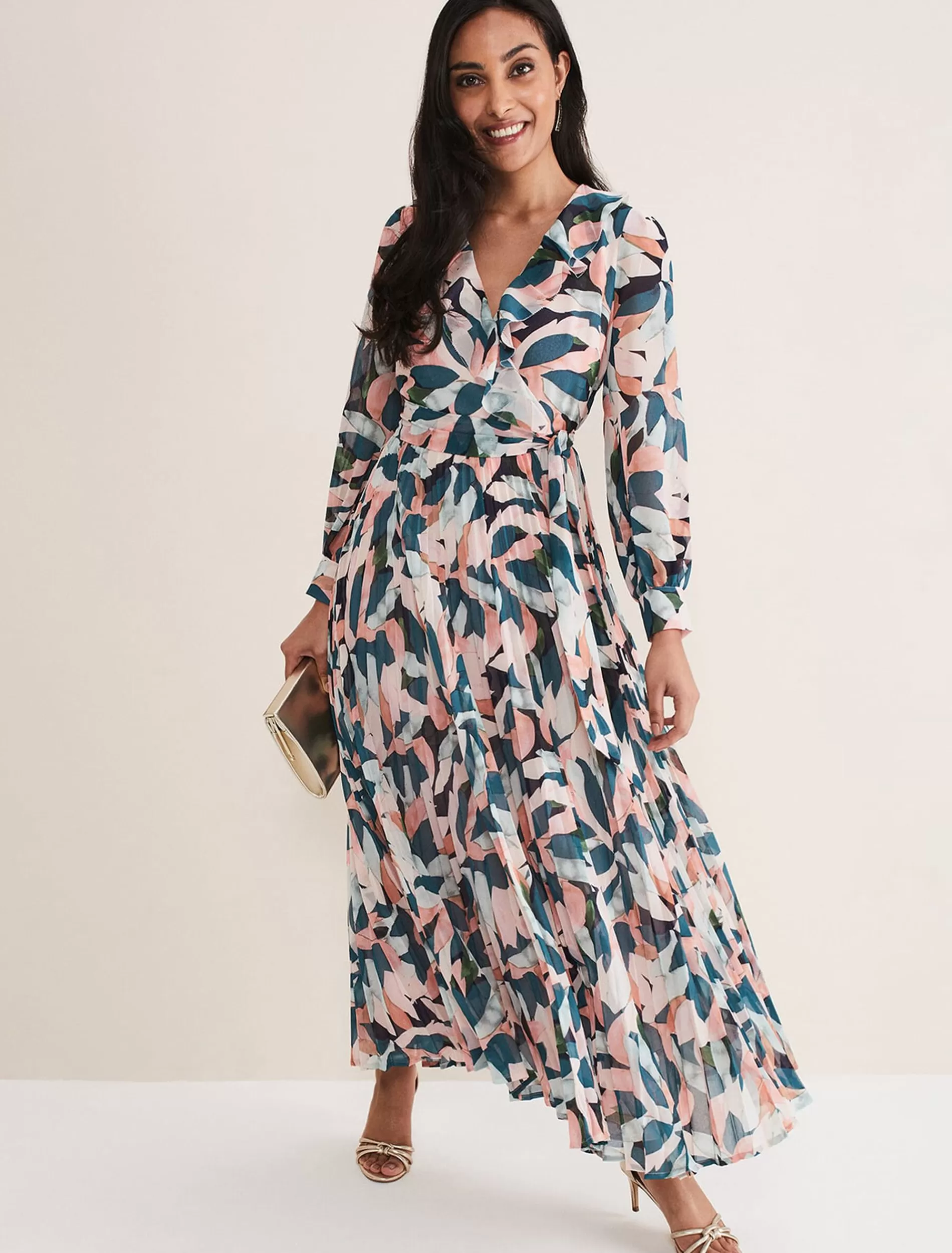 Phase Eight Petite Averie Print Maxi Dress Multi-Coloured New