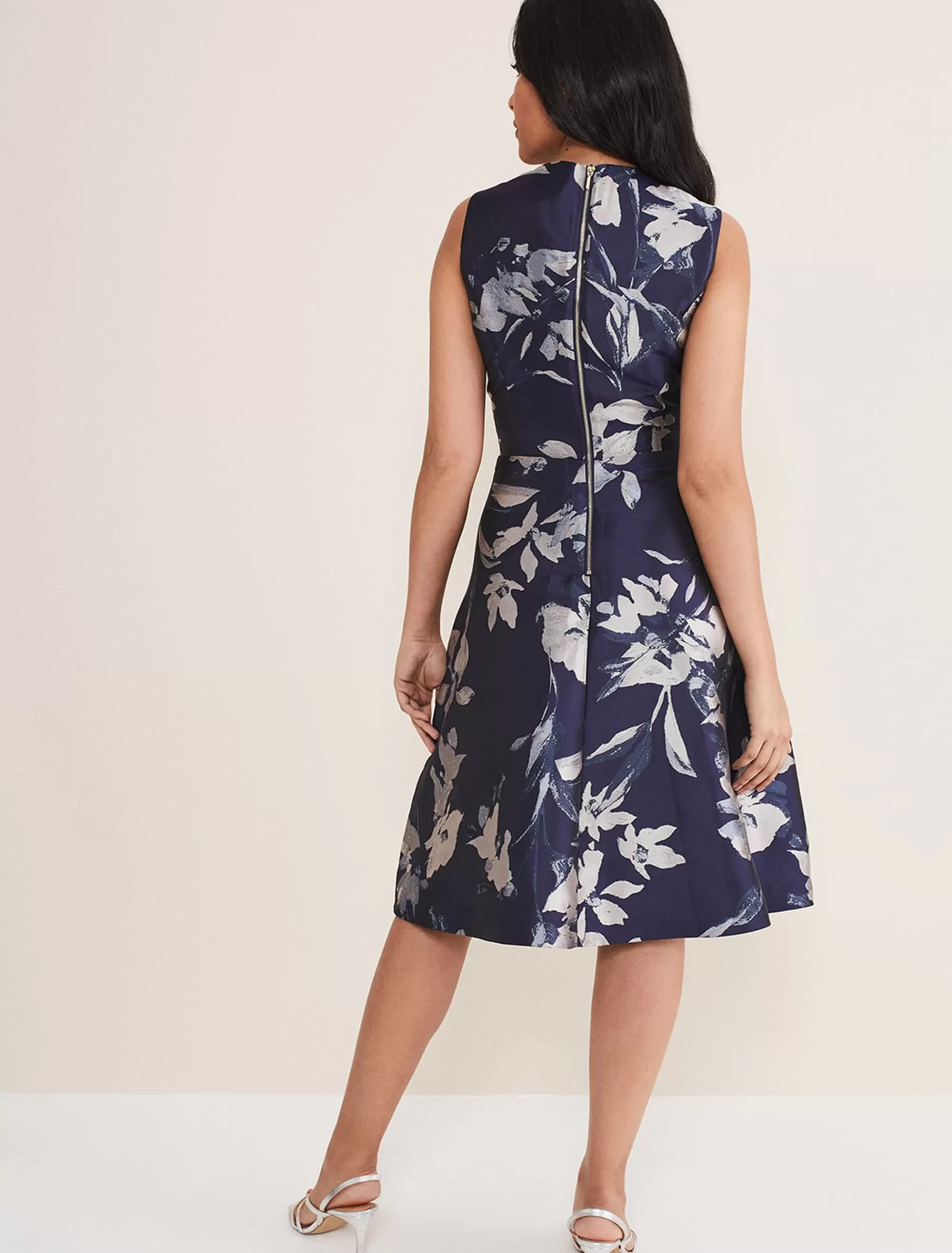 Phase Eight Petite Cassy Jaquard Floral Midi Dress Navy/Multi Best