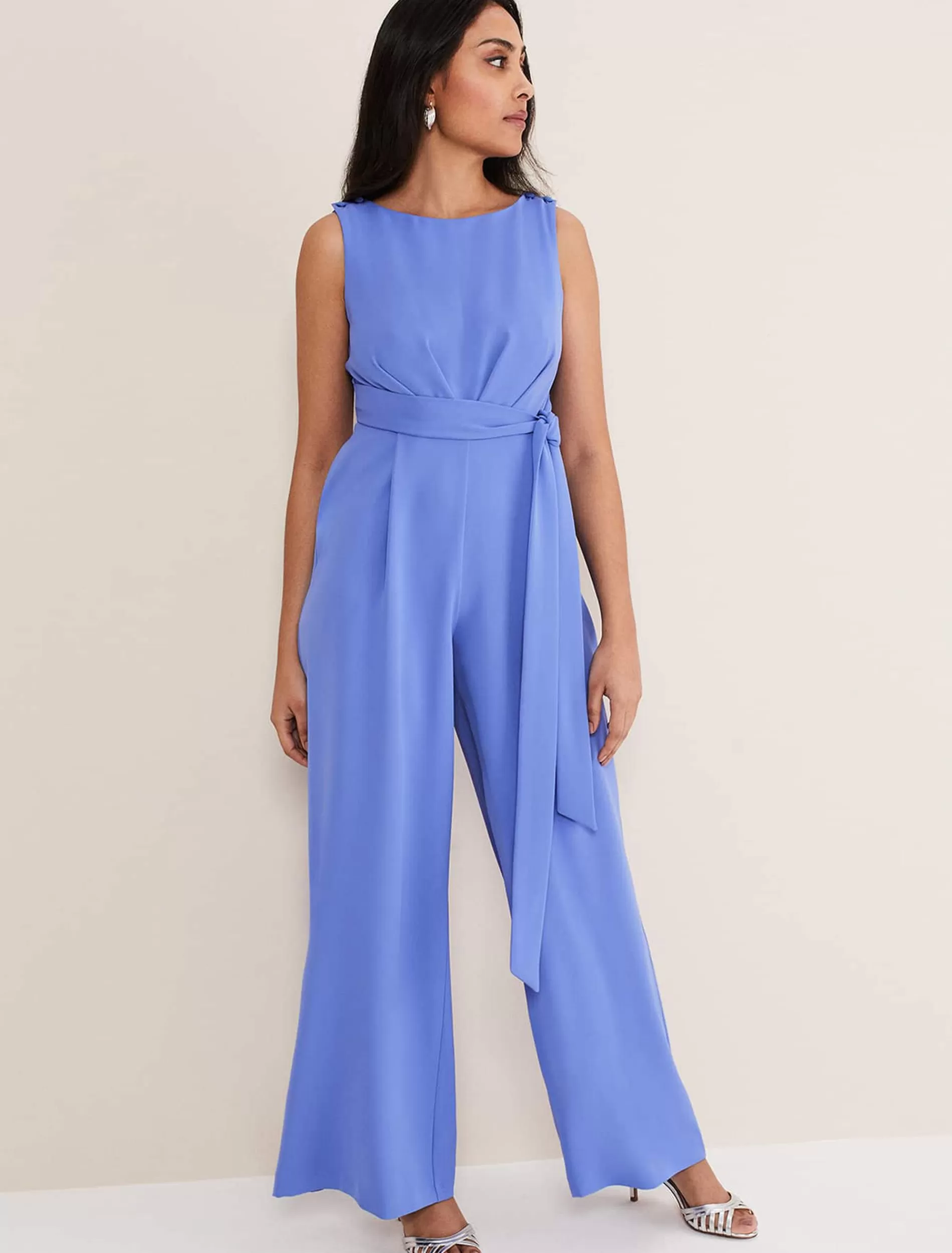 Phase Eight Petite Elaina Open Back Jumpsuit Foxglove Blue Clearance