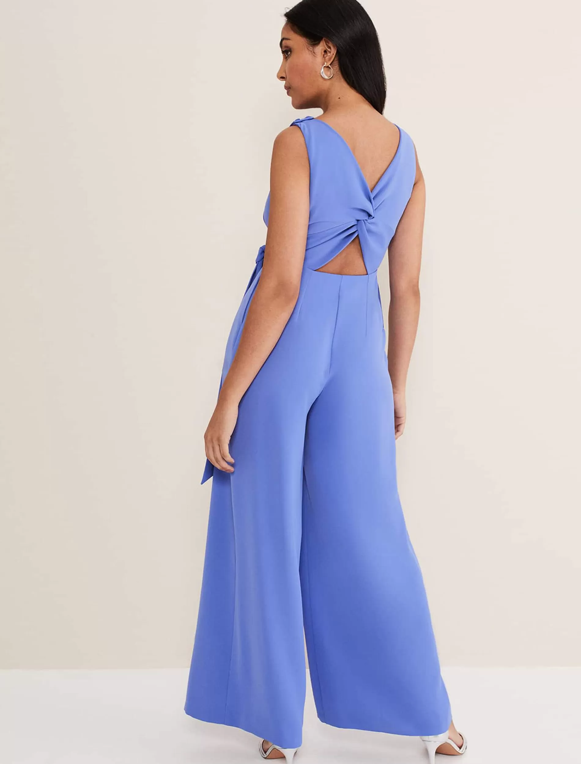 Phase Eight Petite Elaina Open Back Jumpsuit Foxglove Blue Clearance
