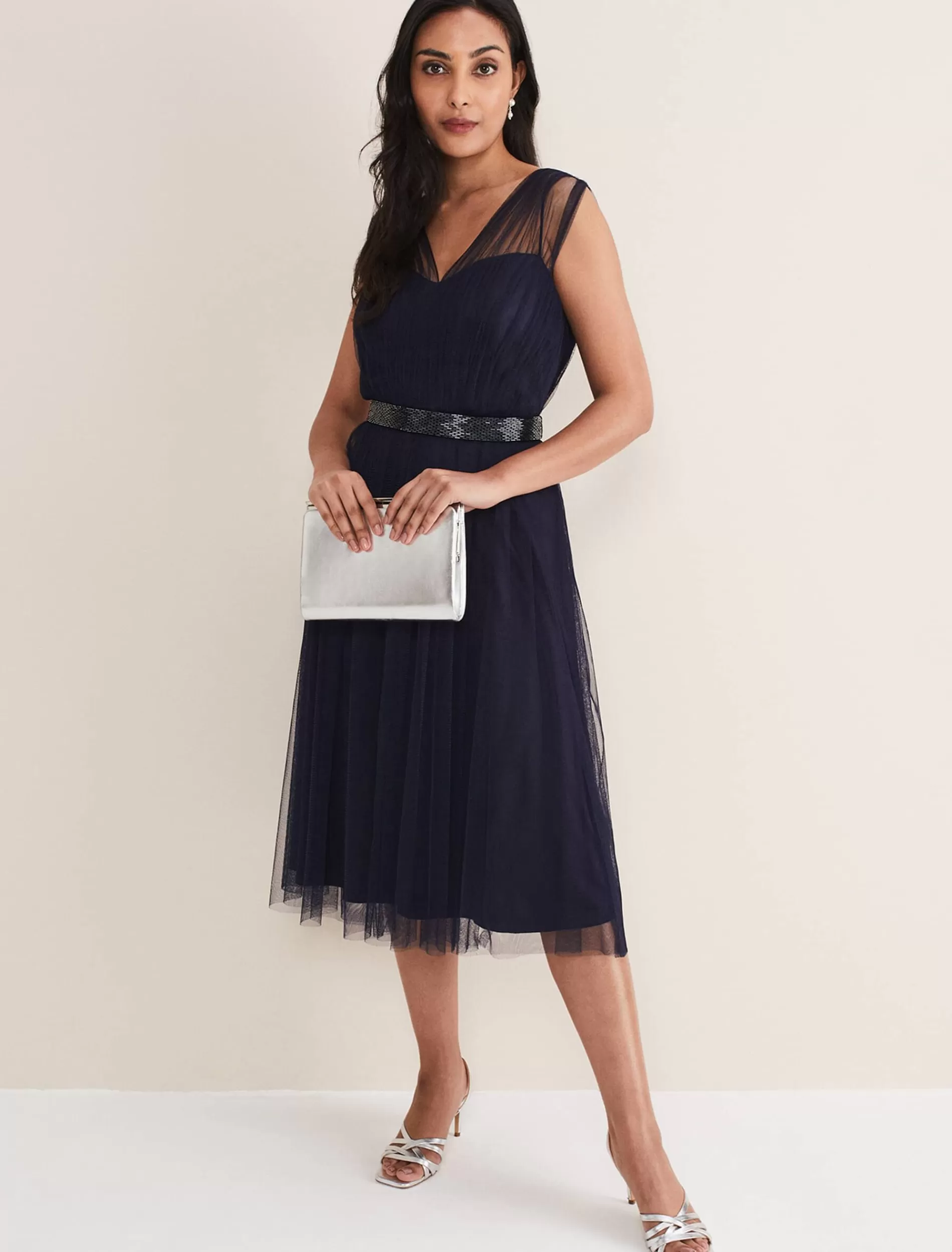 Phase Eight Petite Ella Tulle Dress Navy Cheap