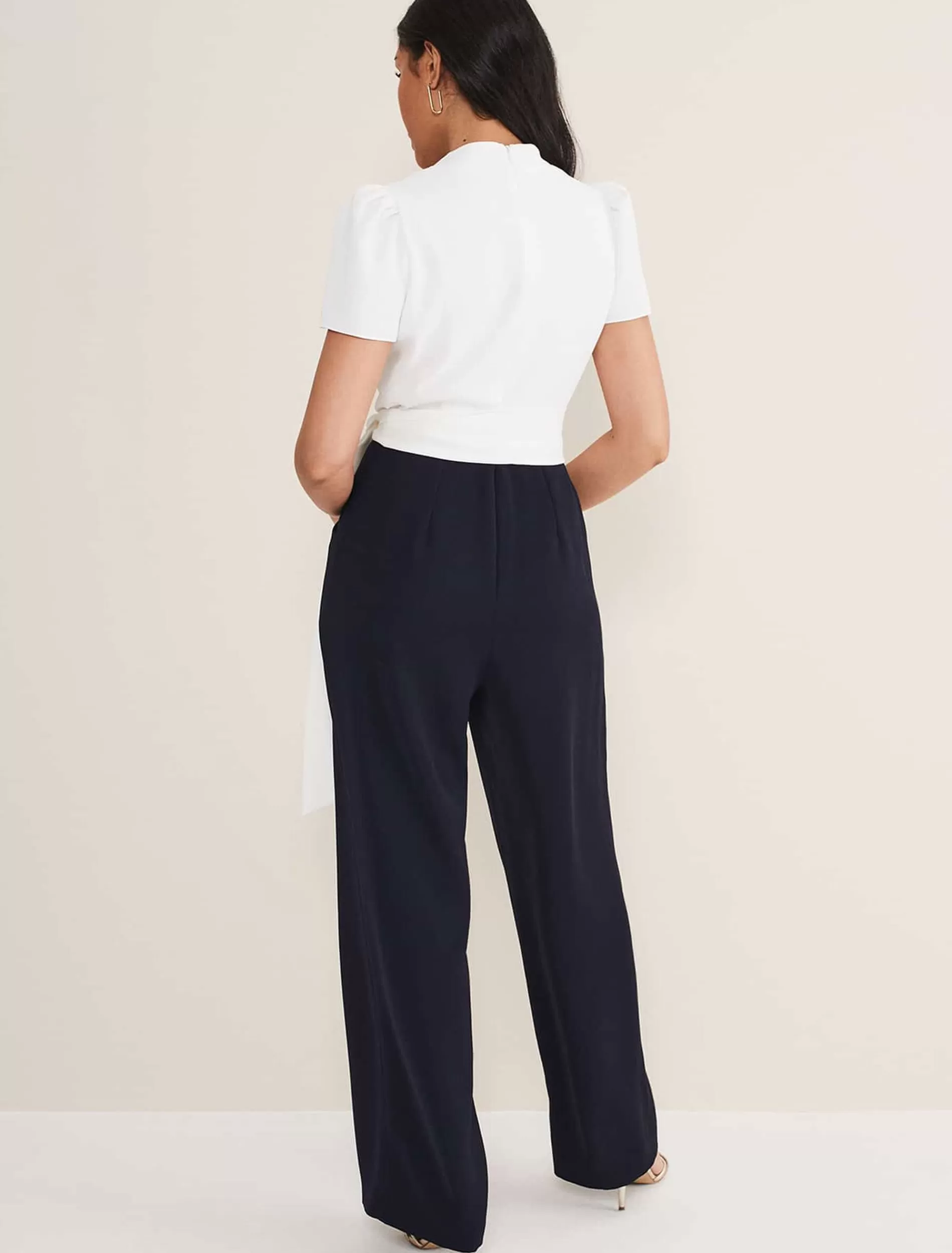 Phase Eight Petite Eloise Wide Leg Jumpsuit Ivory/Navy Cheap